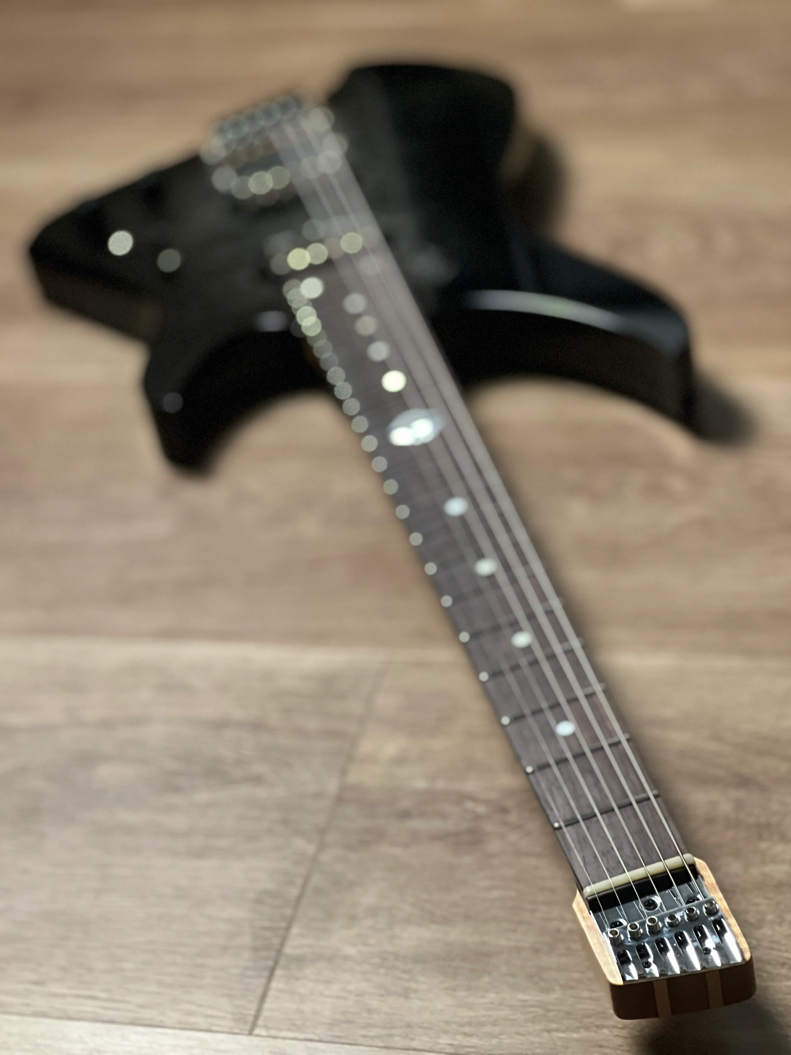 Aguda Black Hole Deluxe in Transparent Black Burst with Quilt Top and Black Pickups - Image 7