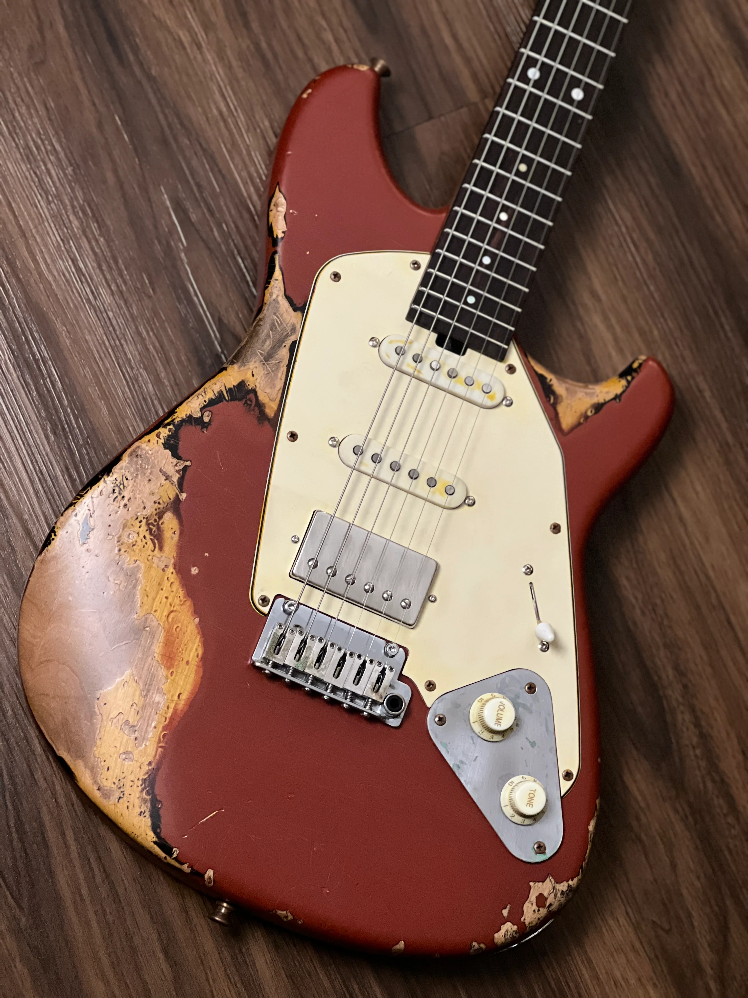 Aguda Jerry king Steam Tone 1981 in Aged Dakota Red Over Sunburst Heavy Relic - Image 4