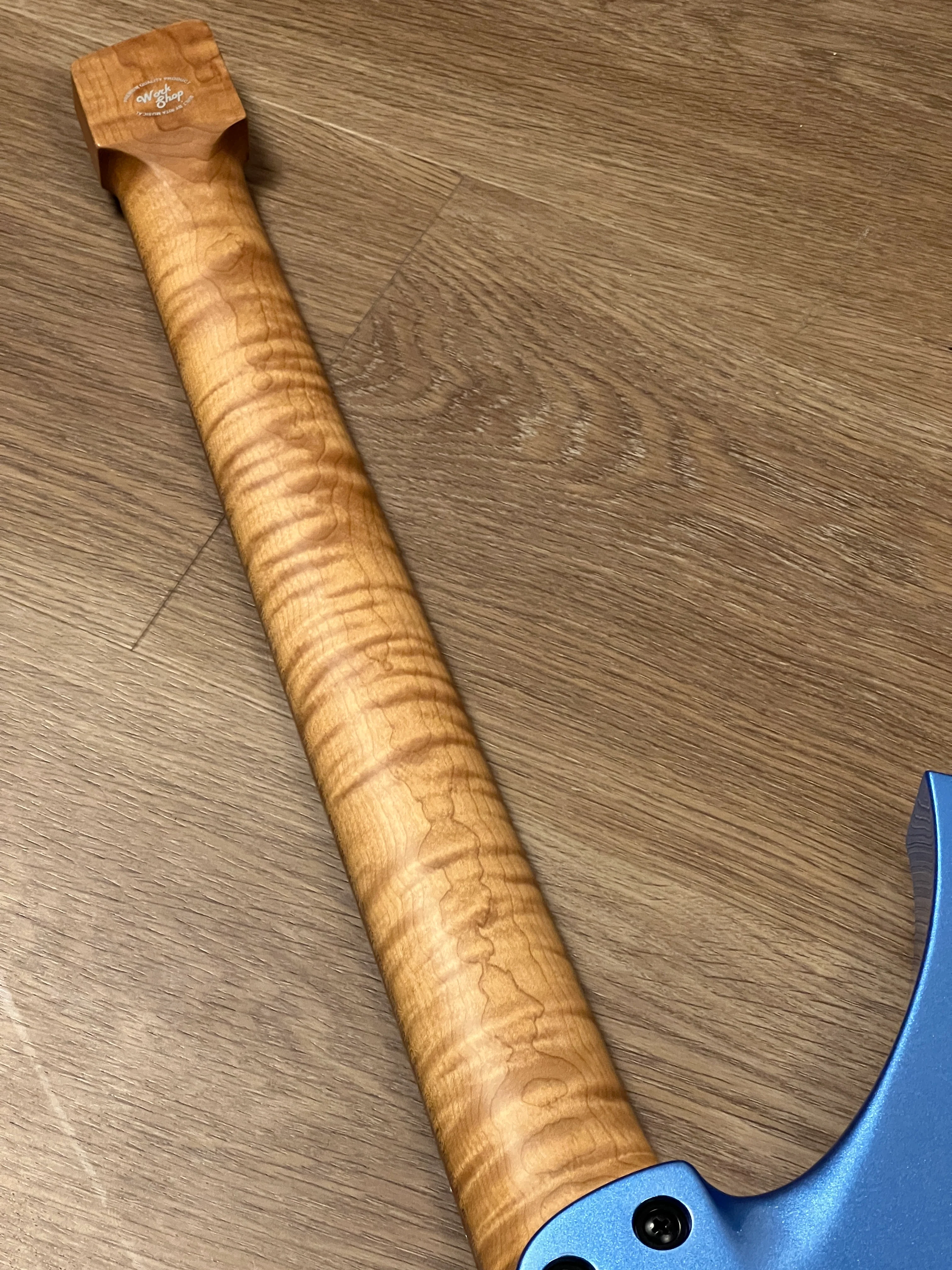 Aguda Musicboy with Premium Satin Roasted Flame Maple Neck in Ice Blue Metallic - Image 7