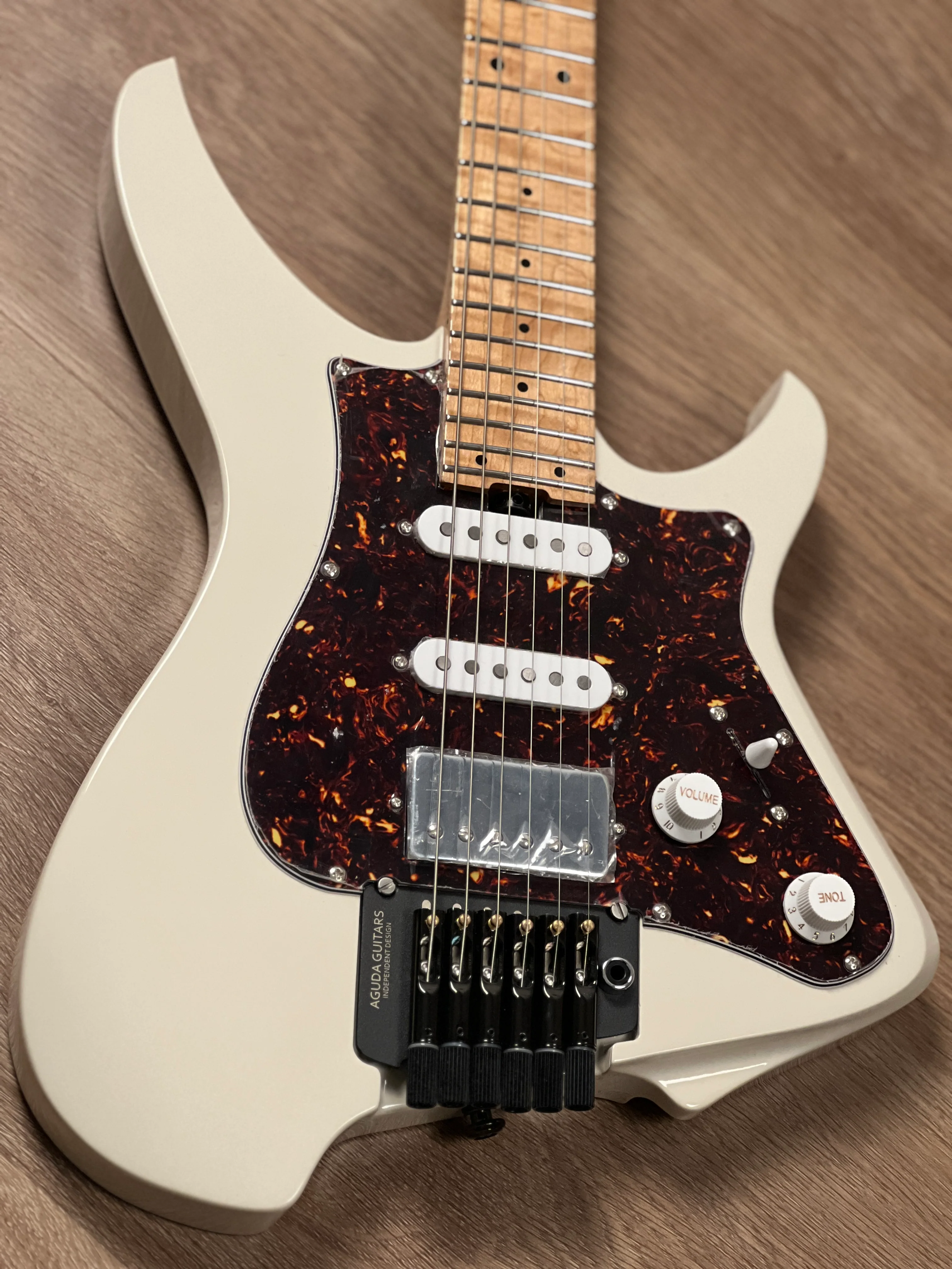 Aguda Musicboy Pro with Premium Glossy Roasted Flame Maple Neck in Olympic White 2 - Image 5