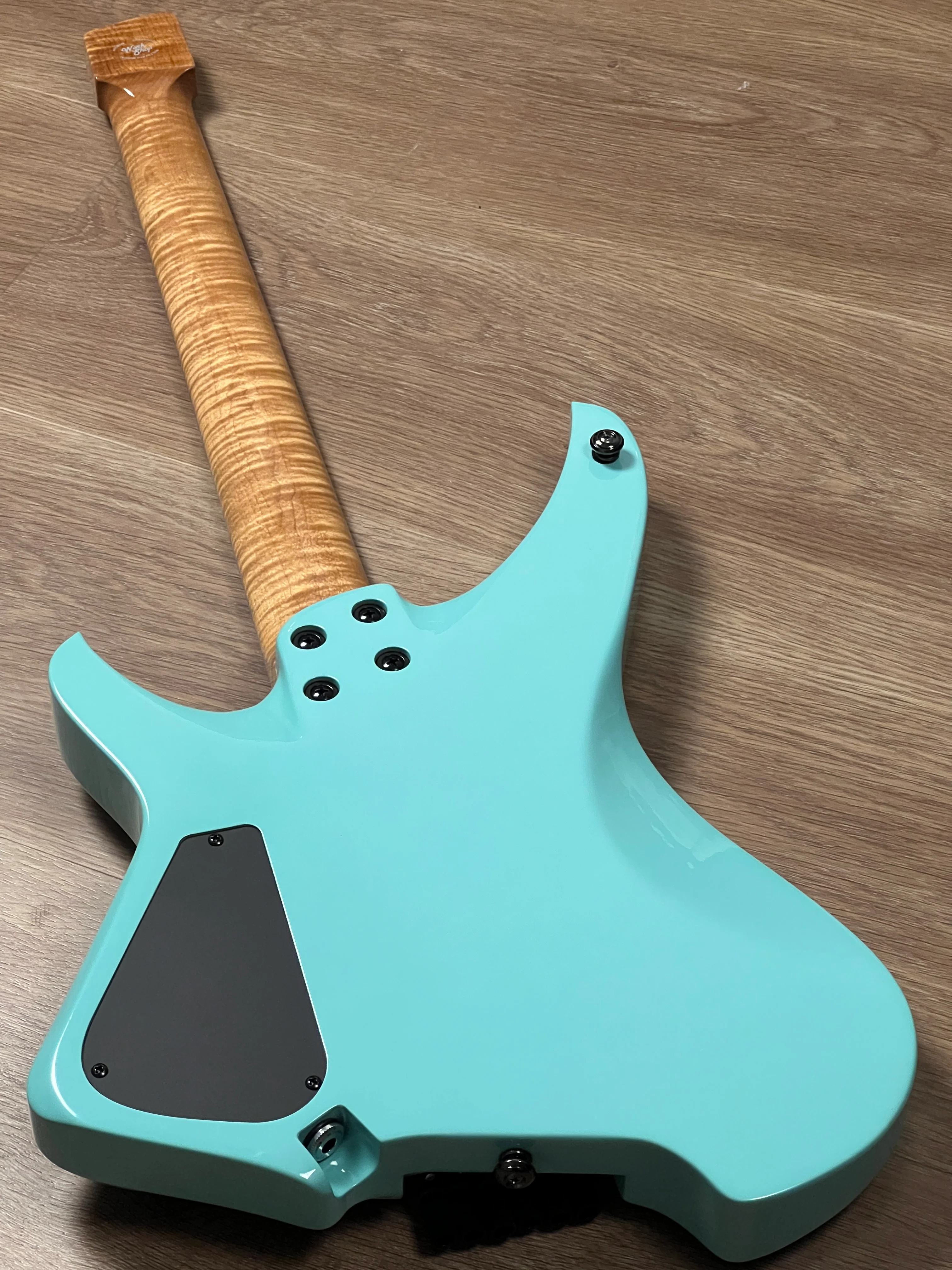 Aguda Musicboy with Premium Glossy Roasted Flame Maple Neck in in Seafoam Green 1 - Image 6