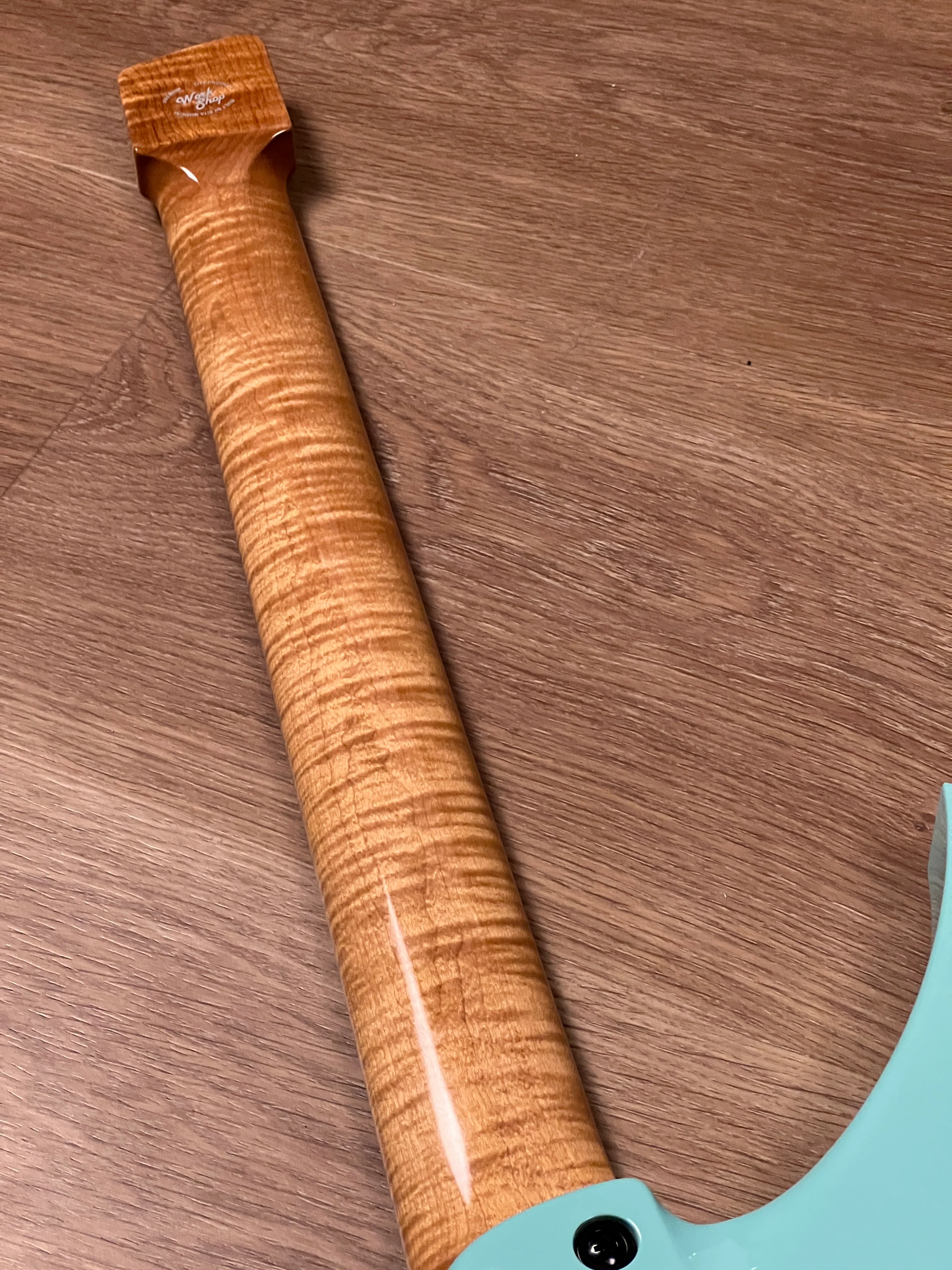 Aguda Musicboy with Premium Glossy Roasted Flame Maple Neck in in Seafoam Green 1 - Image 7