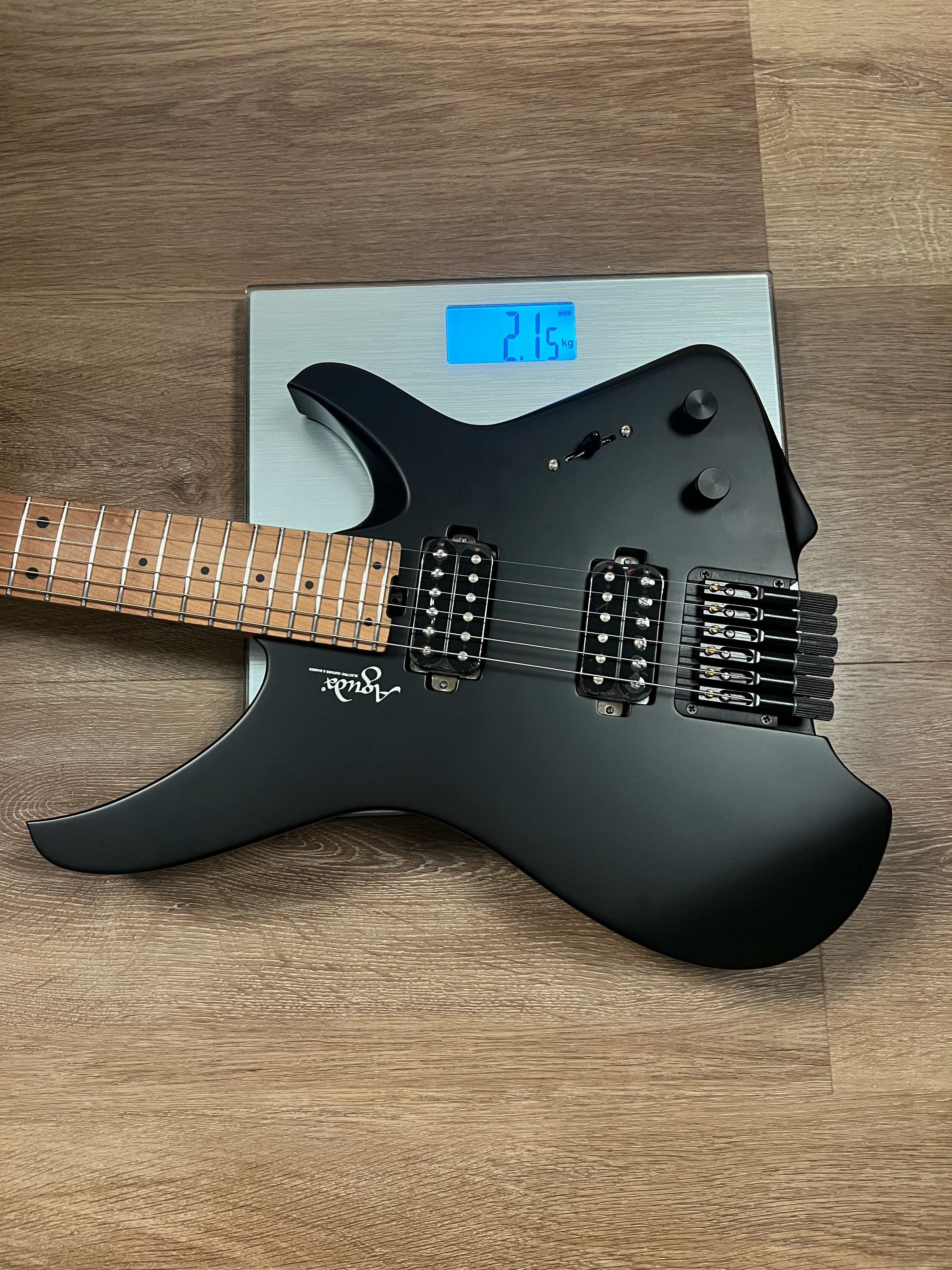 Aguda Musicboy with Premium Satin Roasted Flame Maple Neck in in Stealth Black 2 - Image 12