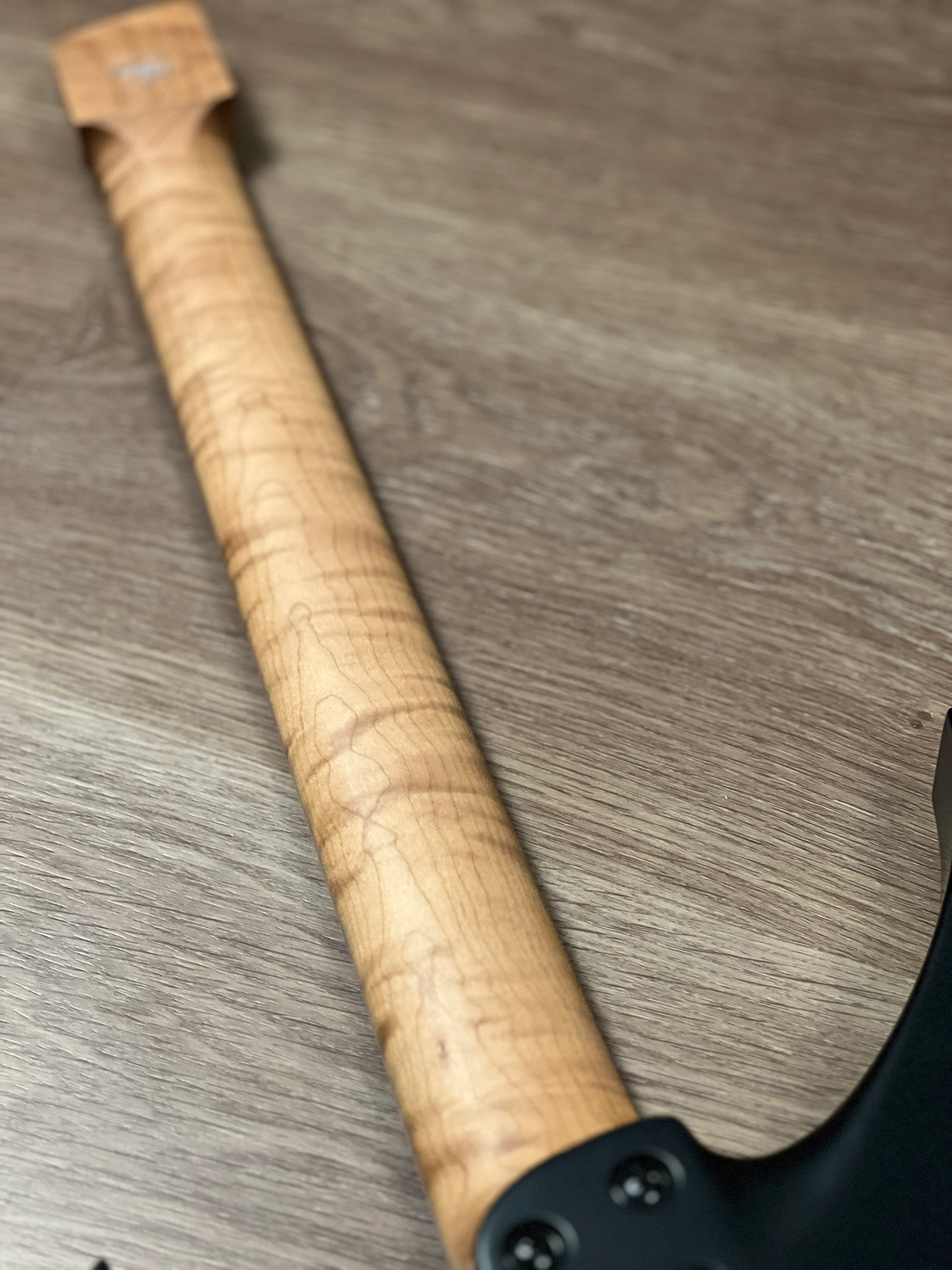Aguda Musicboy with Premium Satin Roasted Flame Maple Neck in in Stealth Black 1 - Image 7