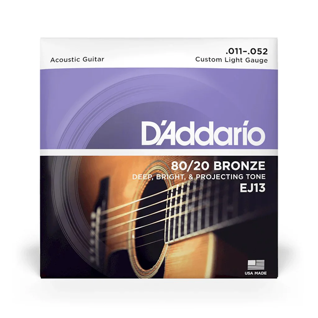 D'Addario EJ13 80/20 Bronze Acoustic Guitar Strings, Custom Light, 11-52 - Image 2