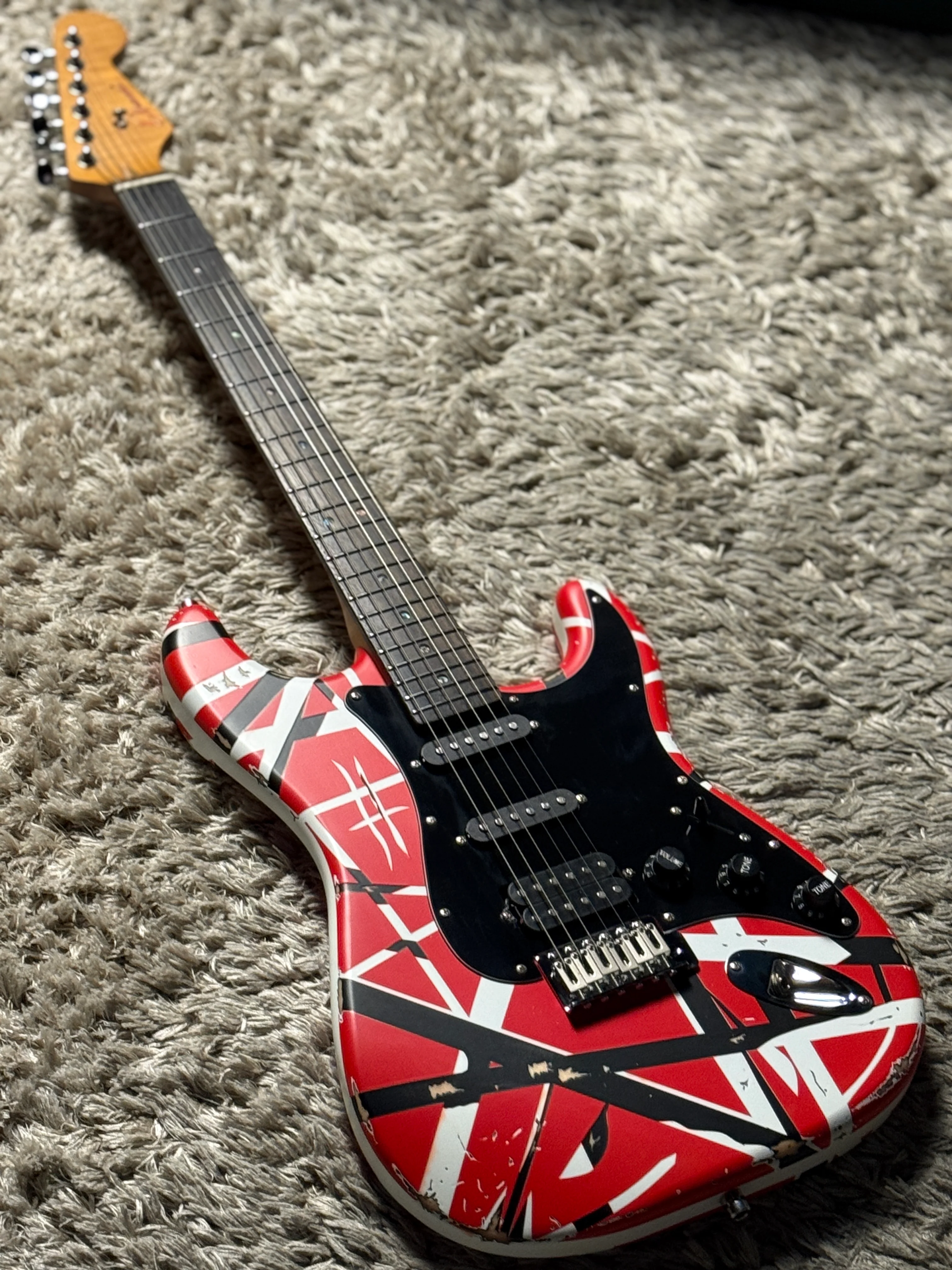 Dhatarattha Classic Red Black White Stripes with Rosewood FB and Nitrocellulose Lacquer Relic - Image 2