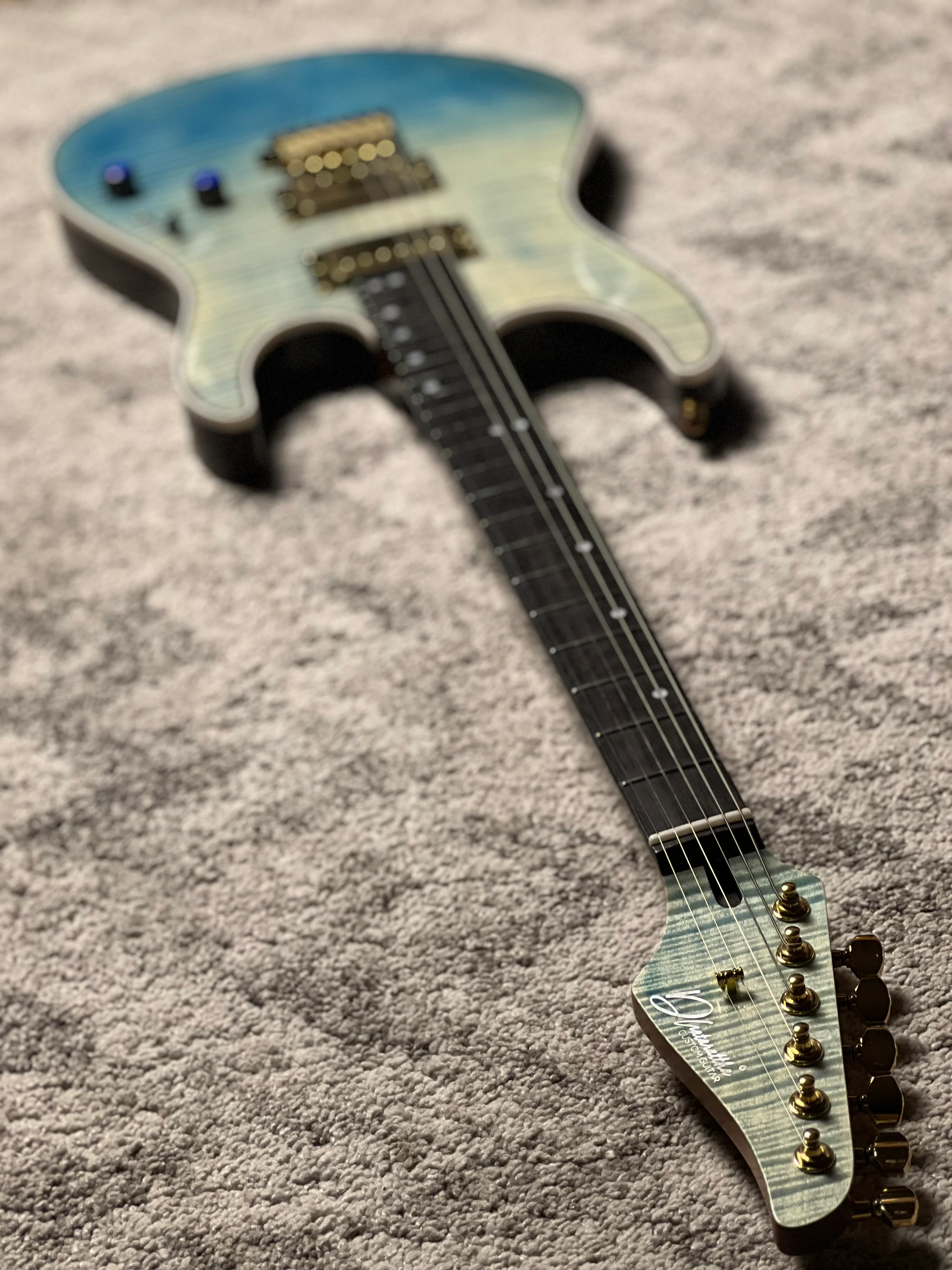 Dhatarattha Custom DST HH Flame in Malibu Surf with Rosewood FB - Image 8