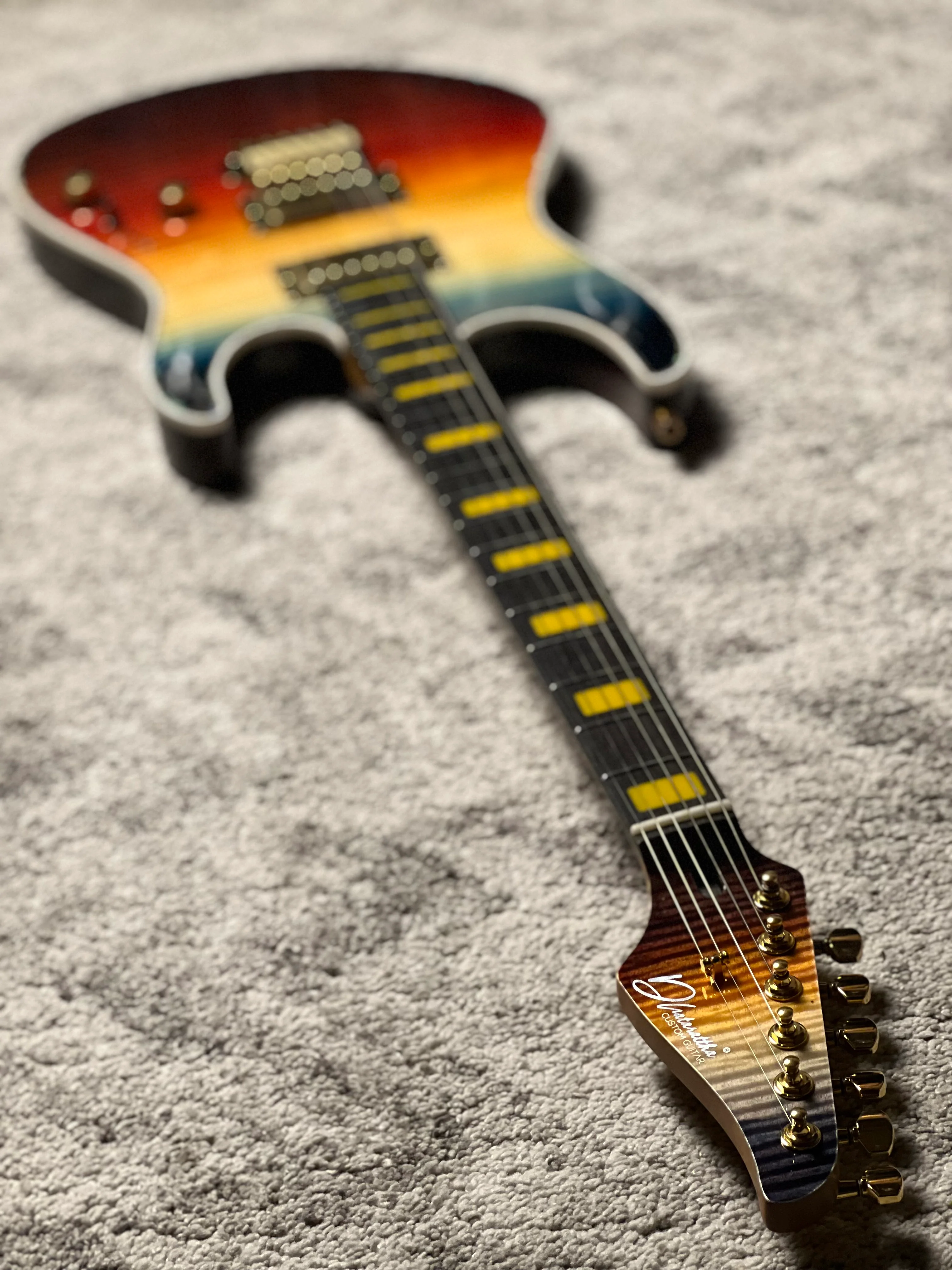 Dhatarattha Custom DST HH Flame in Ocean Fire Double Wipeout with Rosewood FB - Image 8