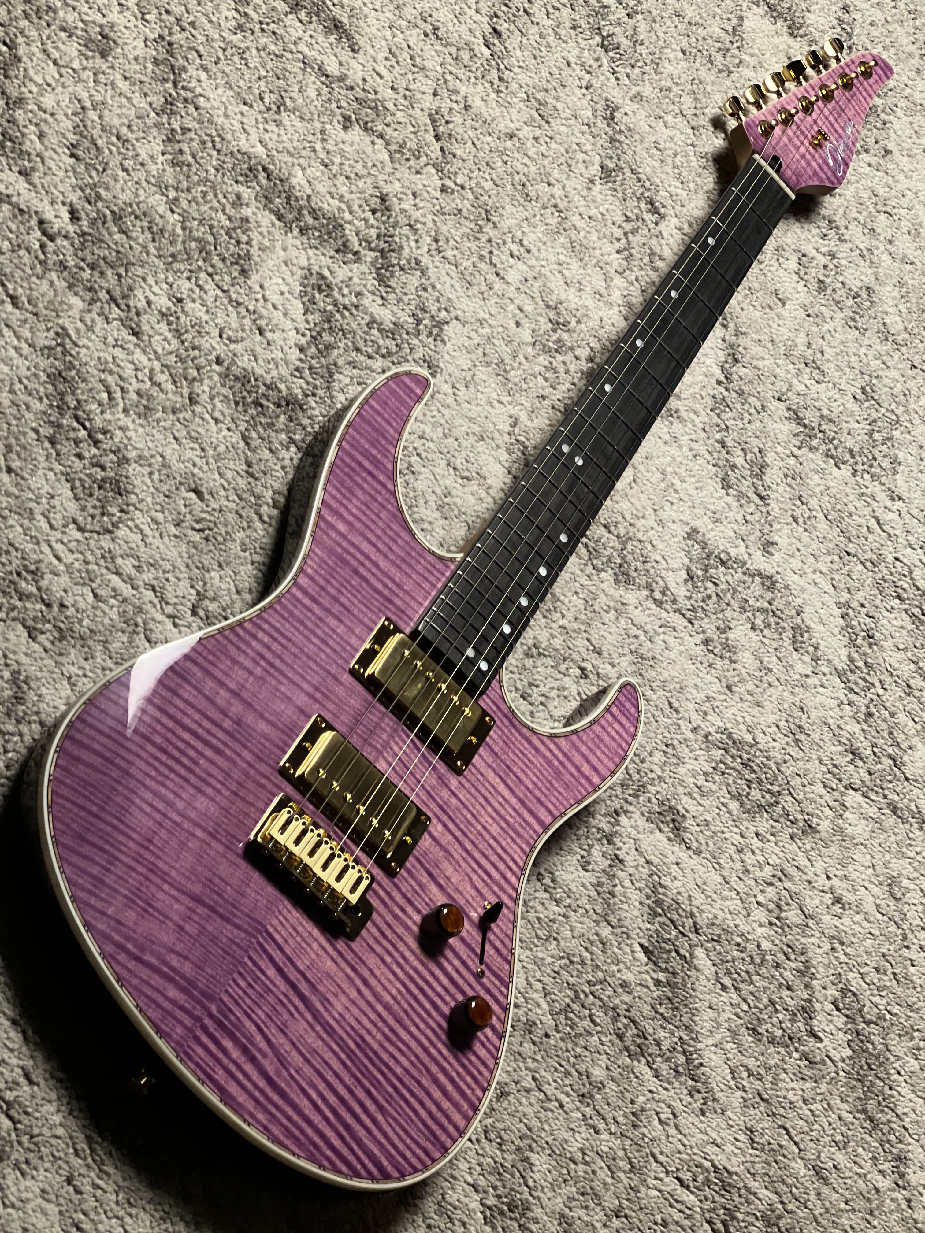 Dhatarattha Custom DST HH Flame in Purple Amethyst with Rosewood FB - Image 2