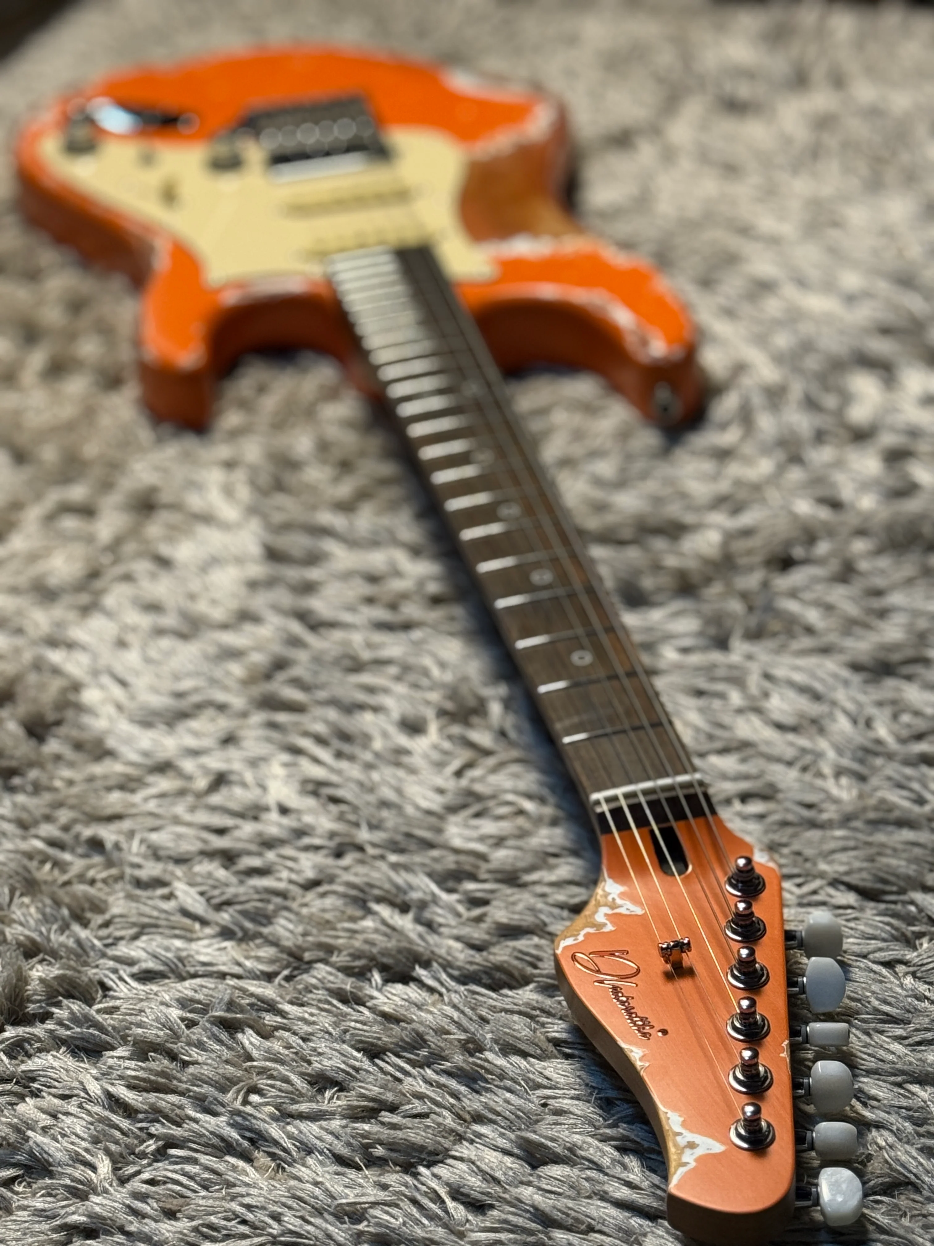 Dhatarattha Performance DST HSS in Capri Orange with RW FB and Nitrocellulose Lacquer Relic - Image 6