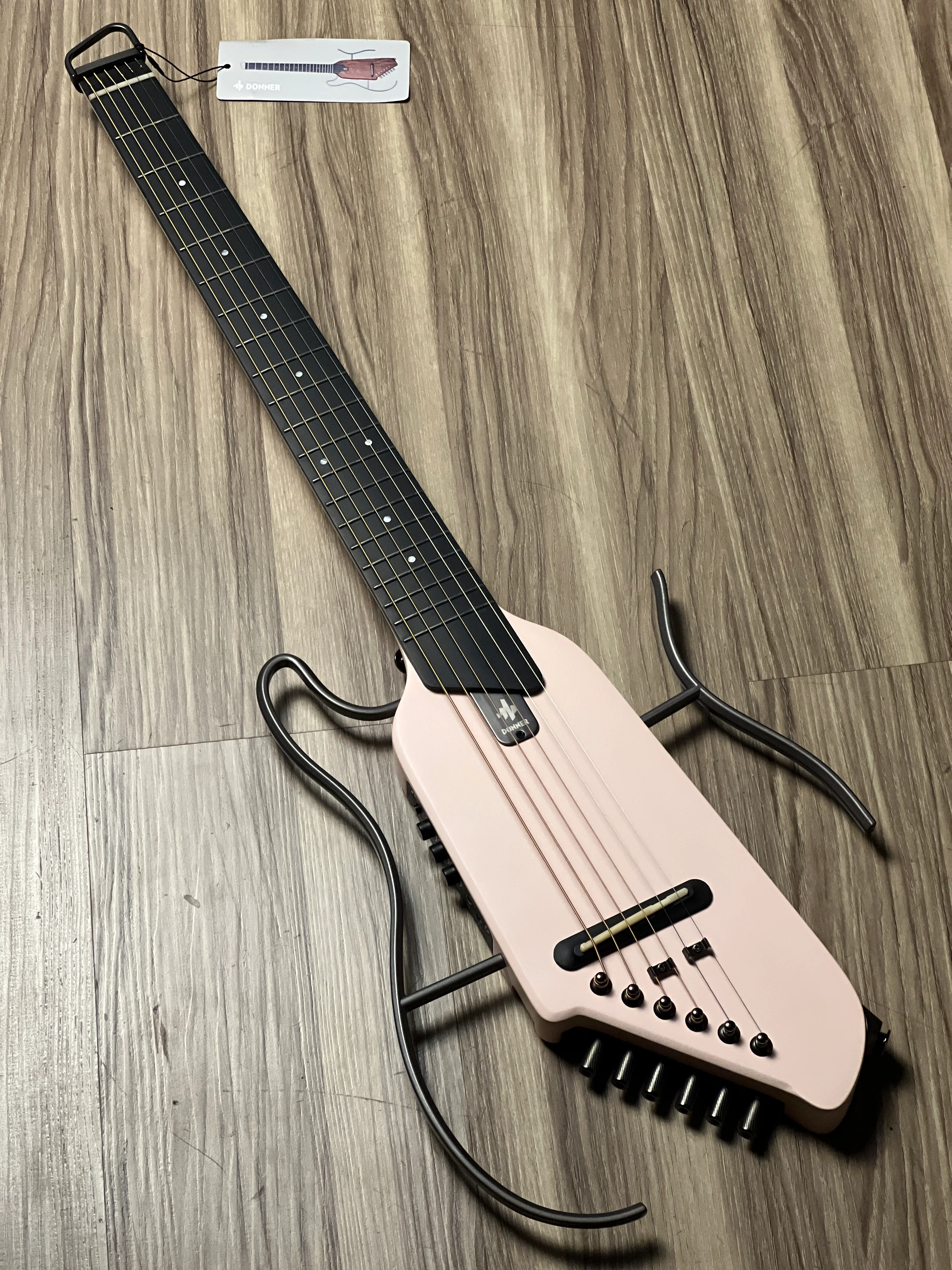 Donner HUSH-I Silent Guitar In Pink w/Bag - Image 2