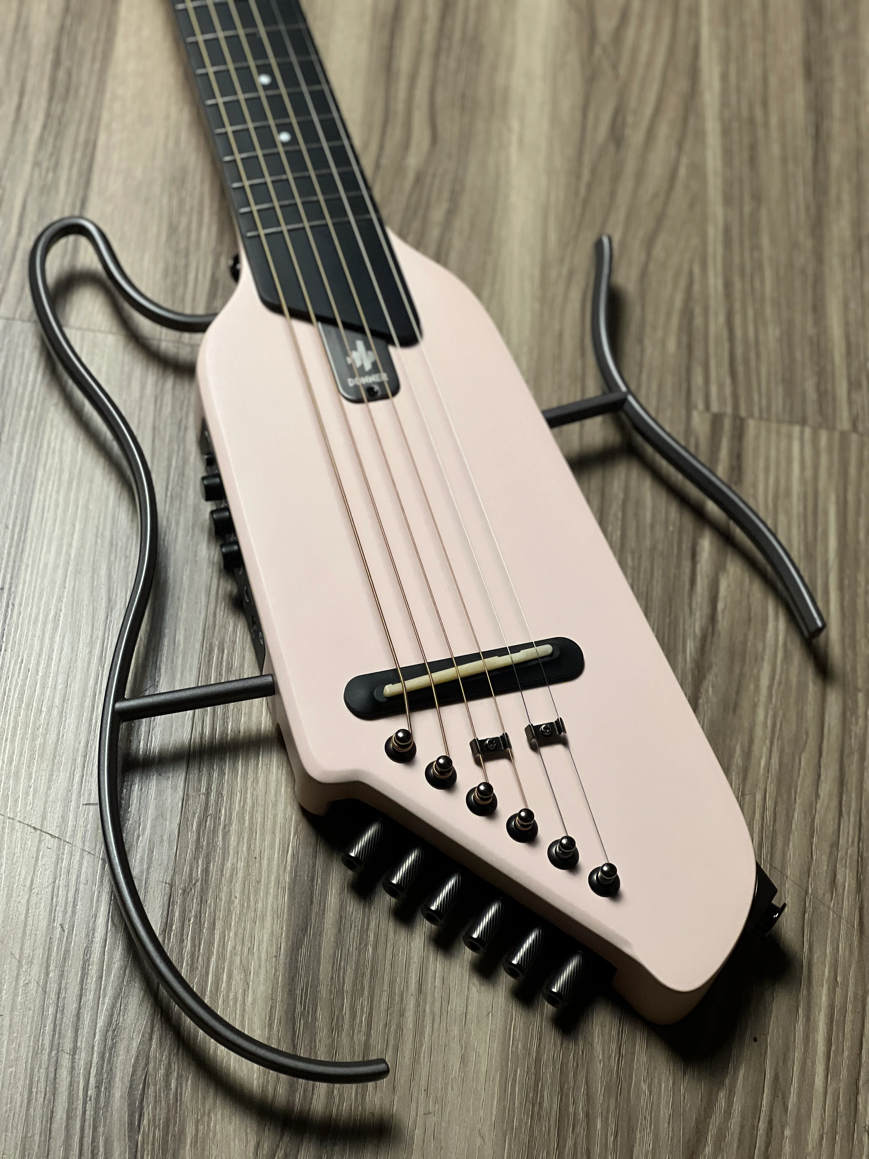 Donner HUSH-I Silent Guitar In Pink w/Bag - Image 4