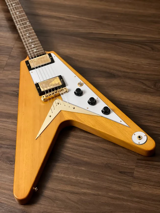 Epiphone 1958 Korina Flying V in Aged Natural (Incl. Hard Case) - Image 2