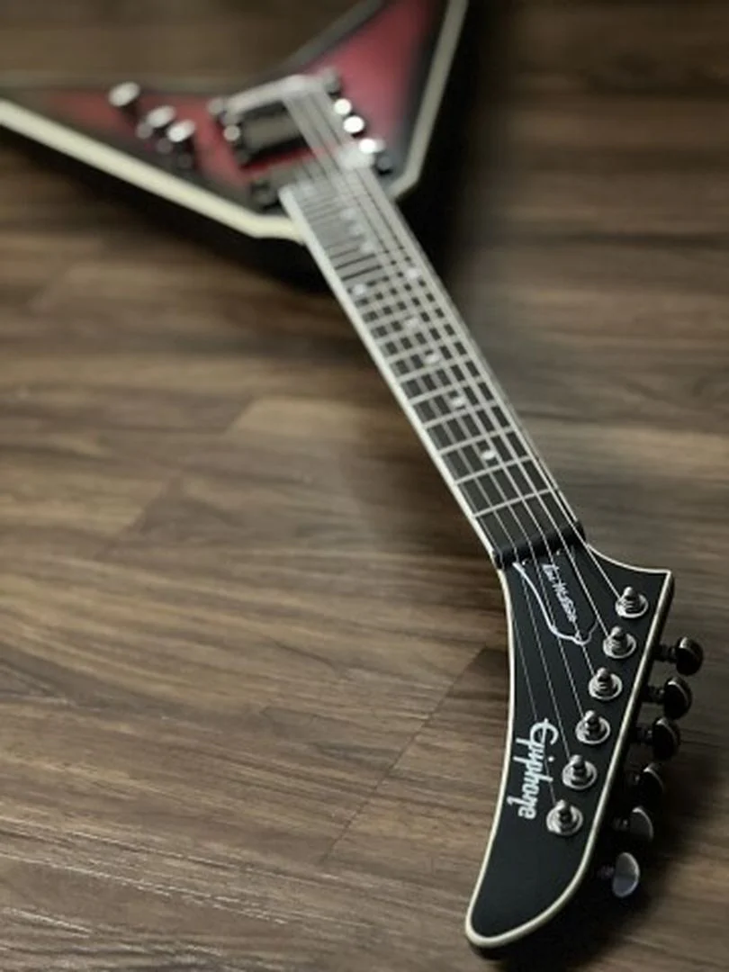 Epiphone Dave Mustaine Prophecy Flying V Figured in Aged Dark Red Burst Incl. Hard Case - Image 7