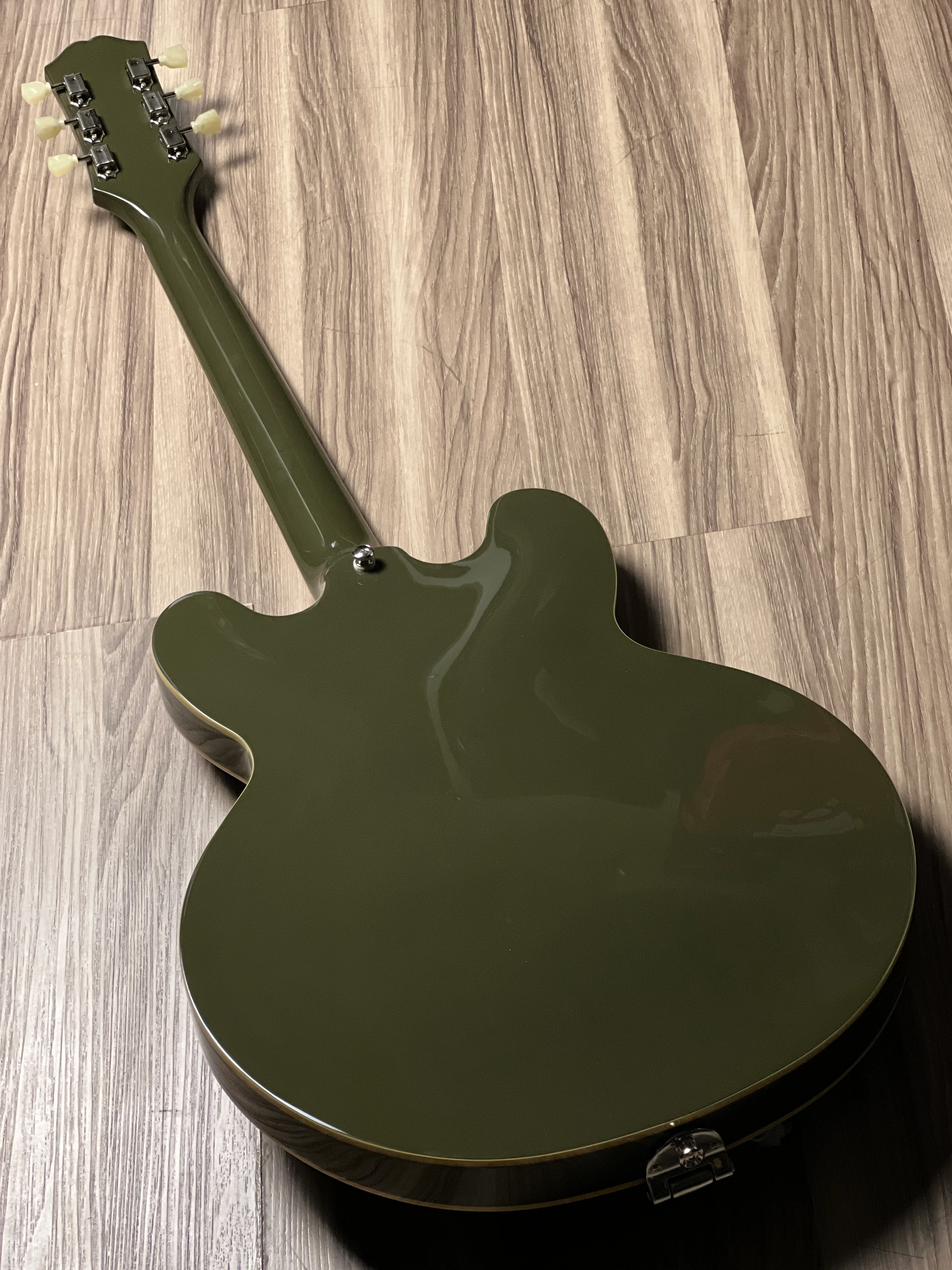 Epiphone ES-335 Bigsby in Olive Drab w/Premium GigBag - Image 5