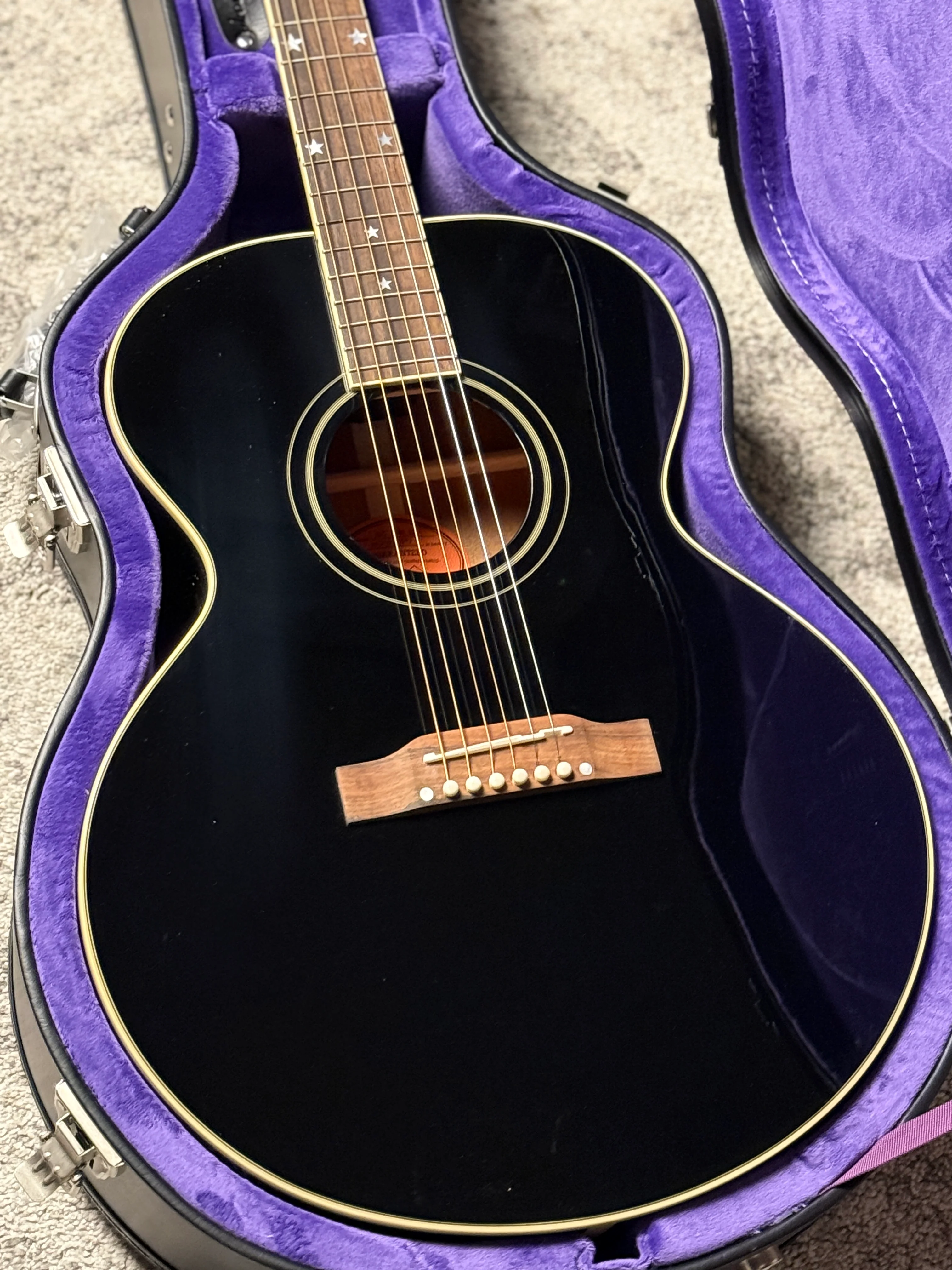 Epiphone J-180 LS Acoustic-electric with Hardshell Case in Ebony (Inspired by Gibson Custom) - Image 2
