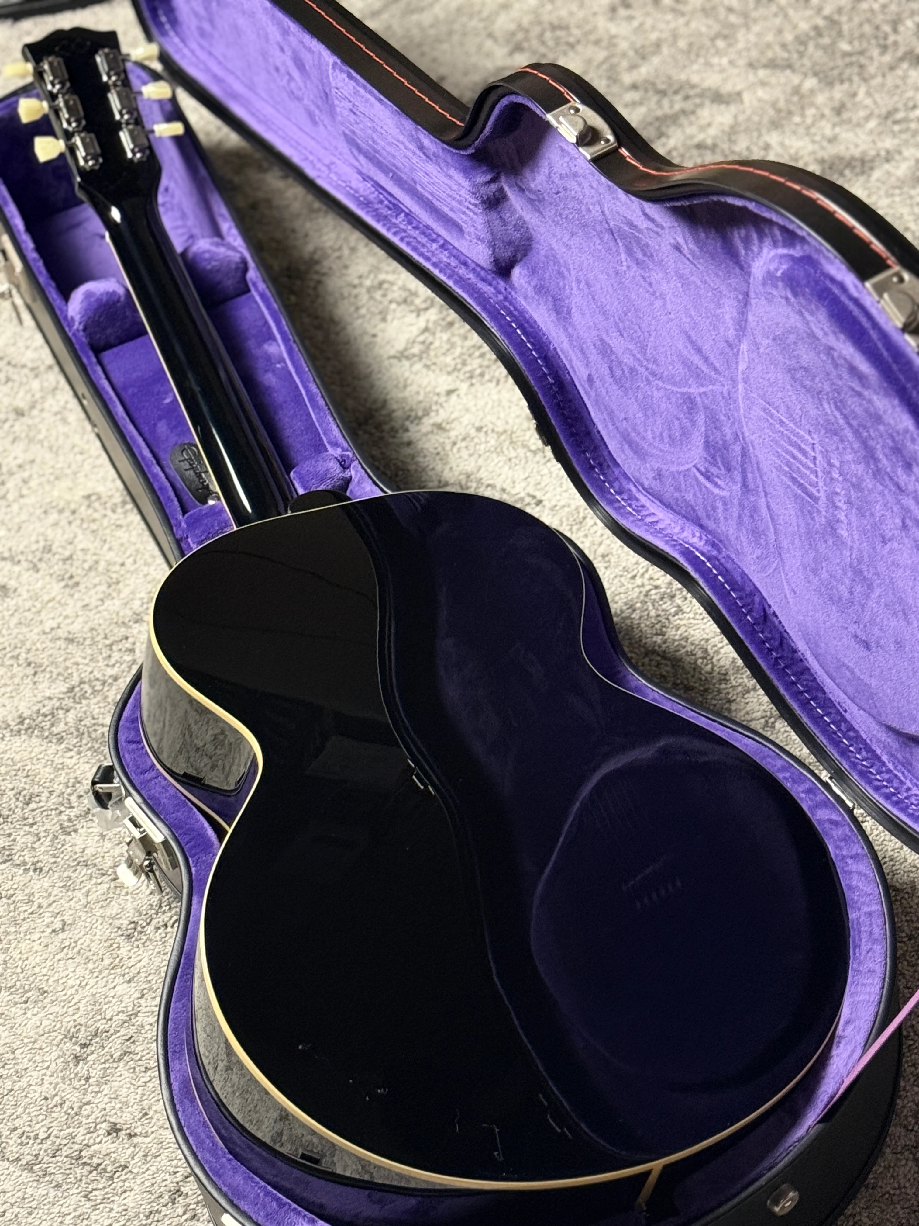 Epiphone J-180 LS Acoustic-electric with Hardshell Case in Ebony (Inspired by Gibson Custom) - Image 5