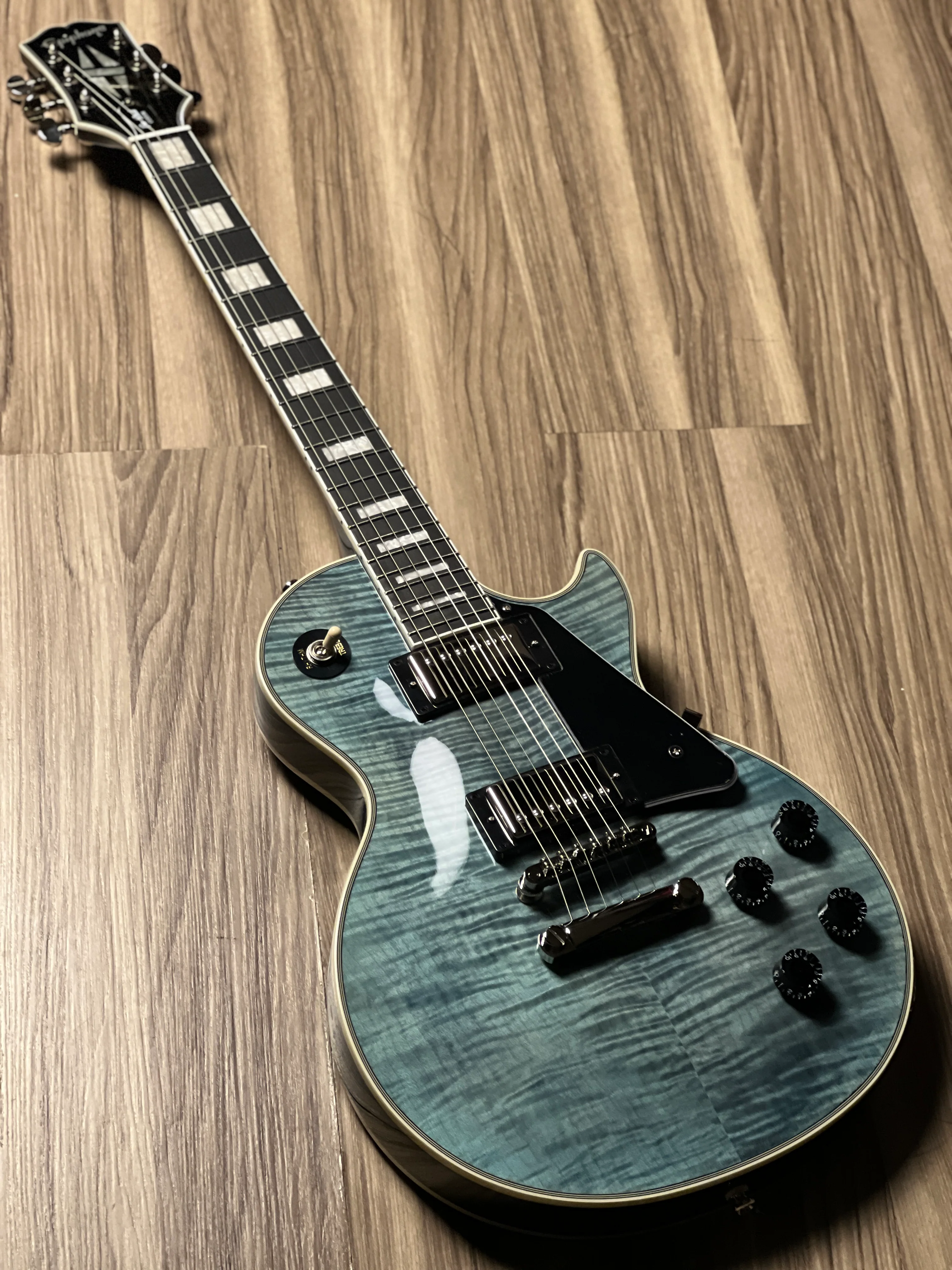 Epiphone Les Paul Custom Figured in Transparent Blue w/Premium GigBag - Image 2