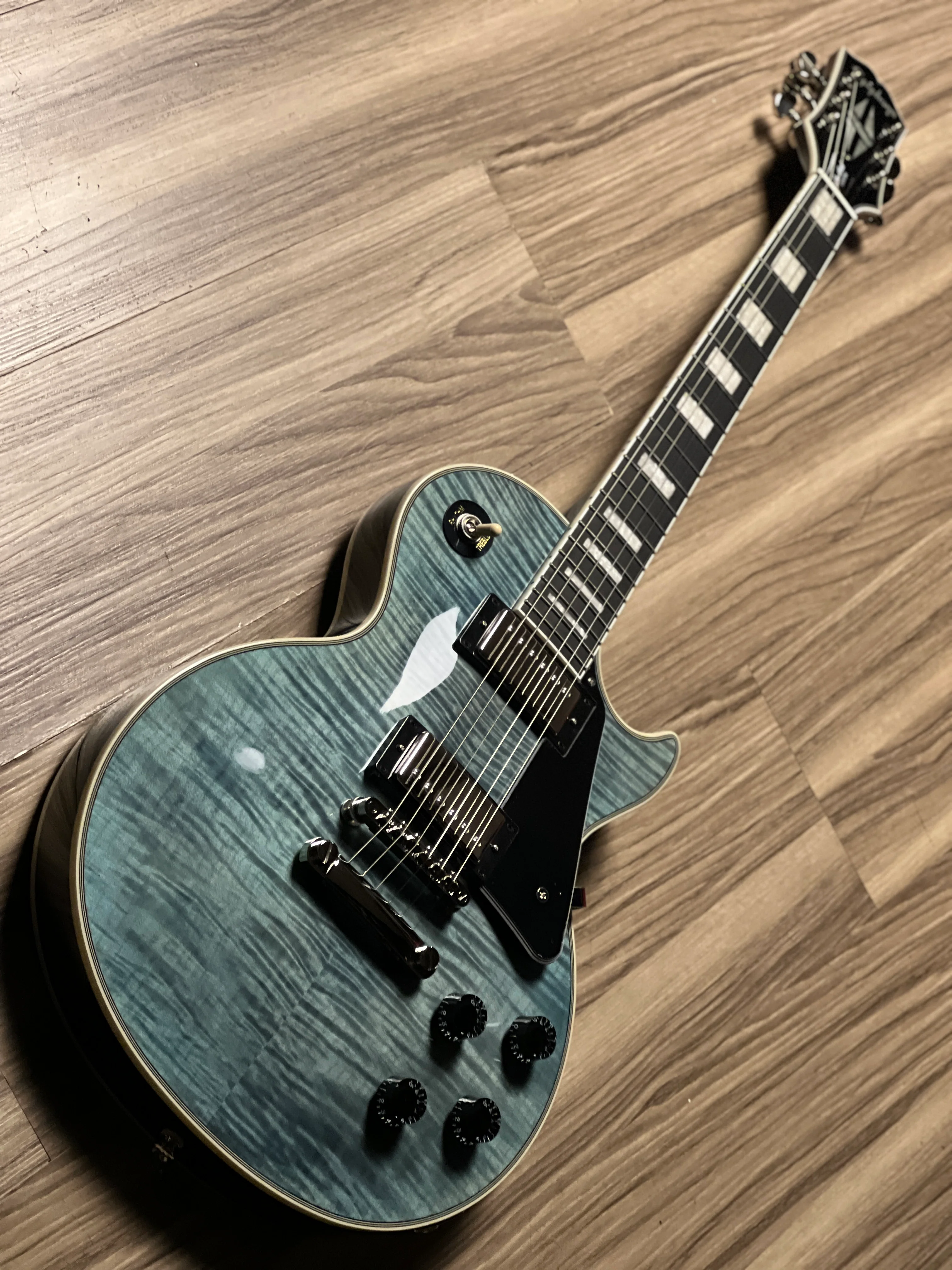 Epiphone Les Paul Custom Figured in Transparent Blue w/Premium GigBag - Image 3