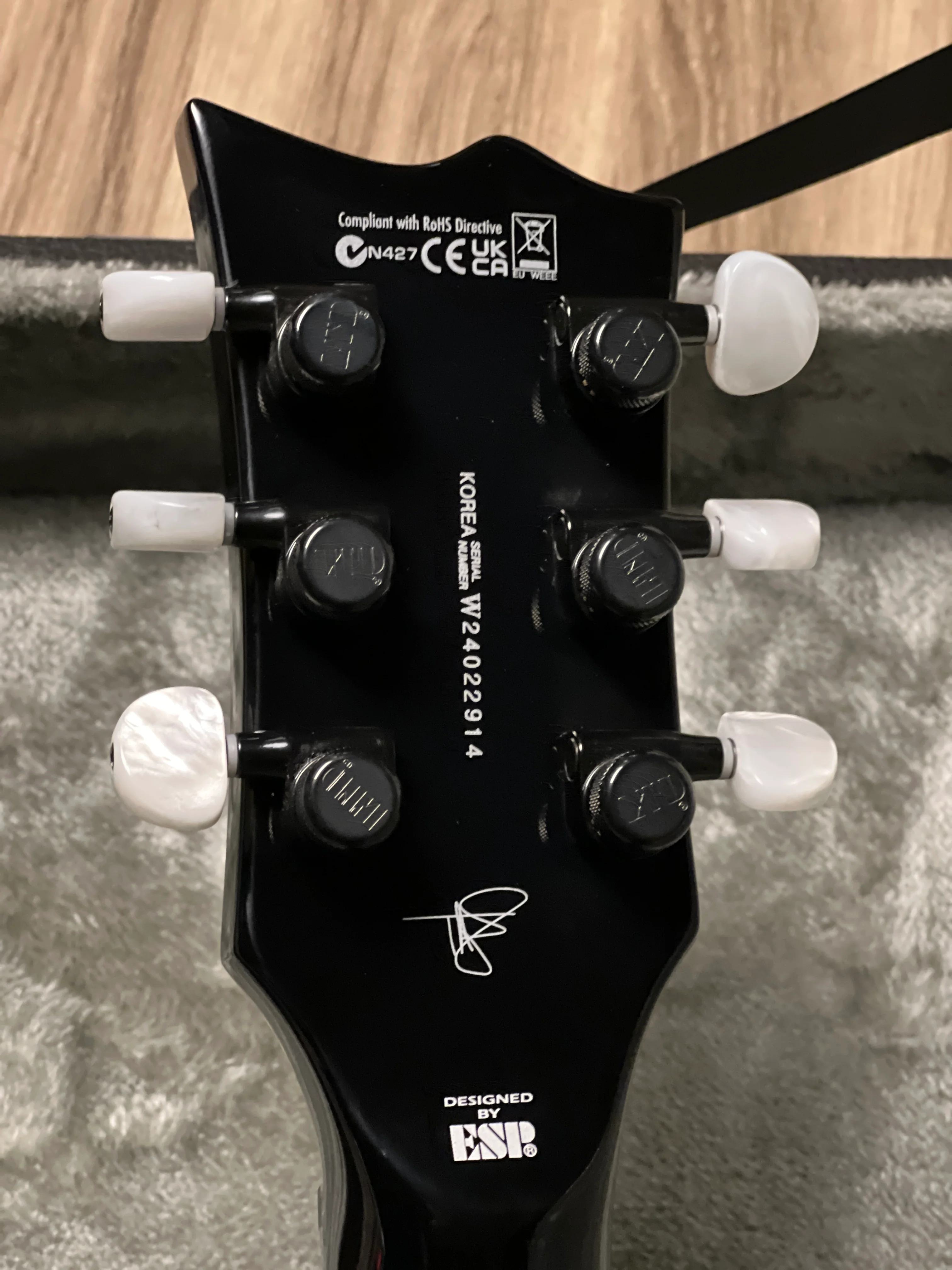 ESP LTD Ted Aguilar Signature TED-EC In Black with Hardshell Case W24022914 - Image 6