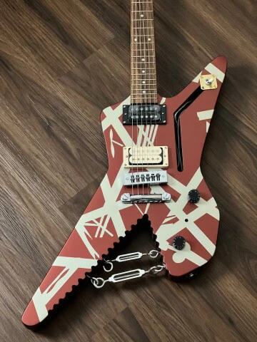 EVH Striped Series Shark - Burgundy with Silver Stripes - Image 4