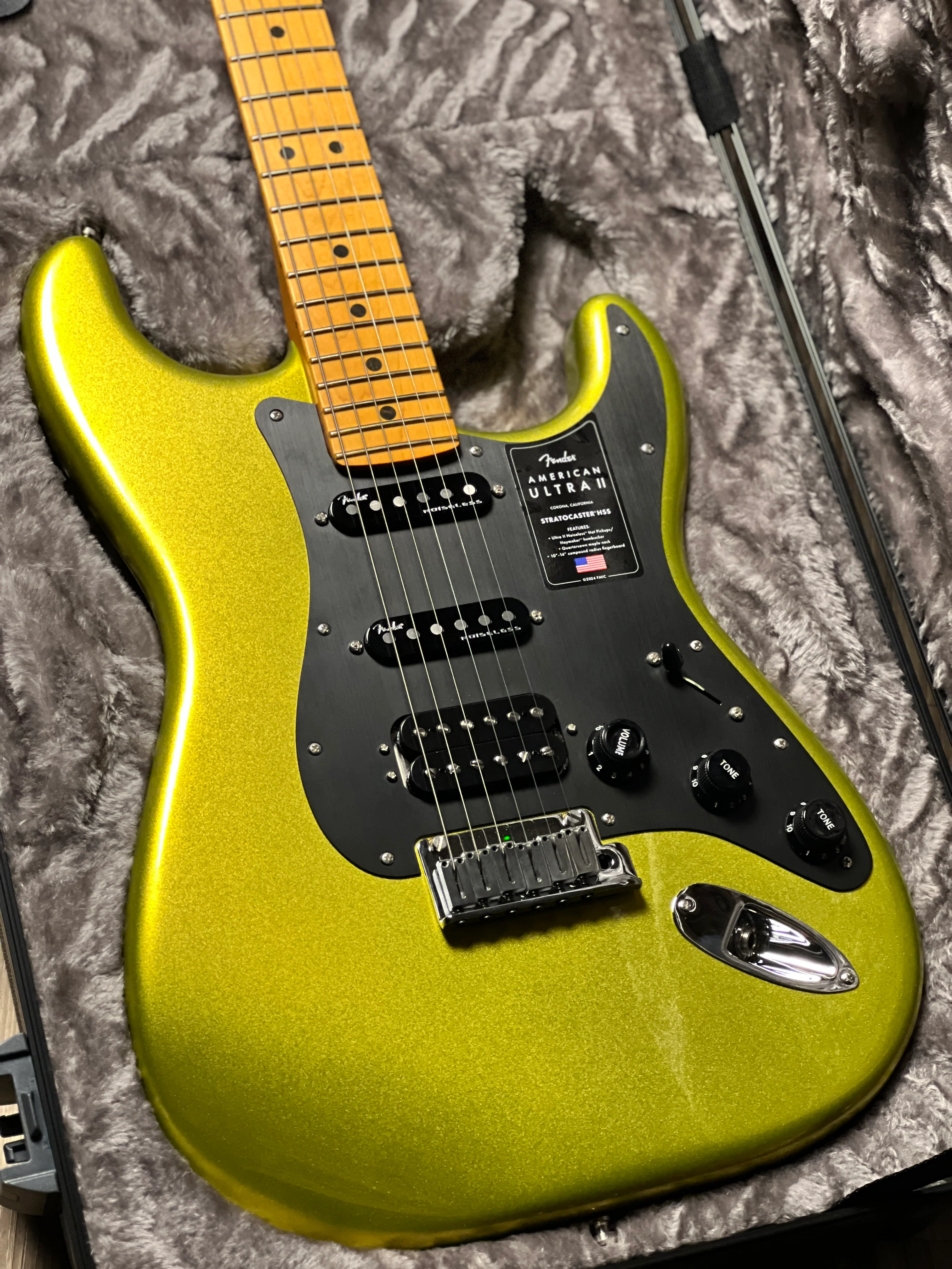 Fender American Ultra II Stratocaster HSS with Maple FB in Solar Flare - Image 3