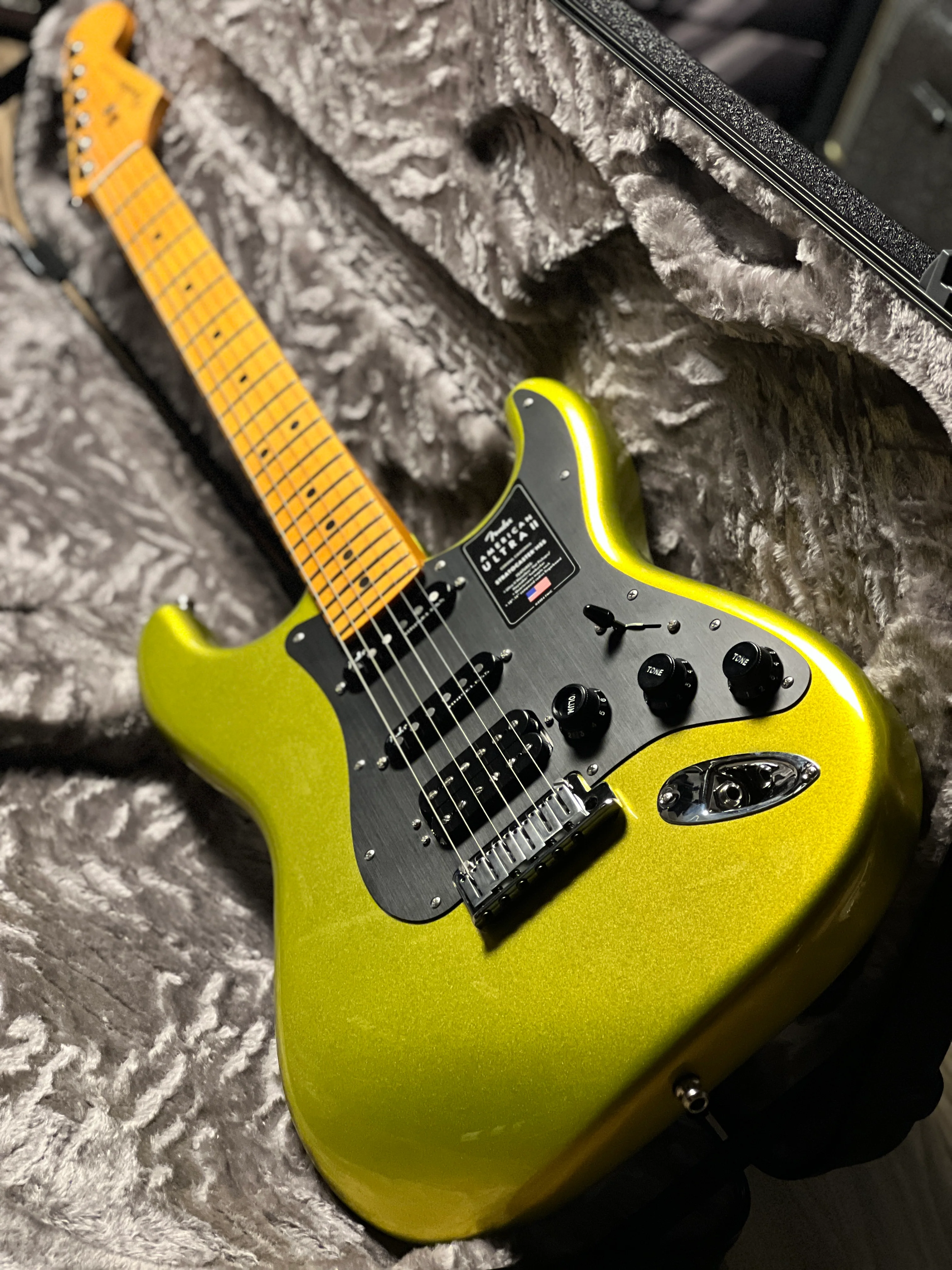 Fender American Ultra II Stratocaster HSS with Maple FB in Solar Flare - Image 4