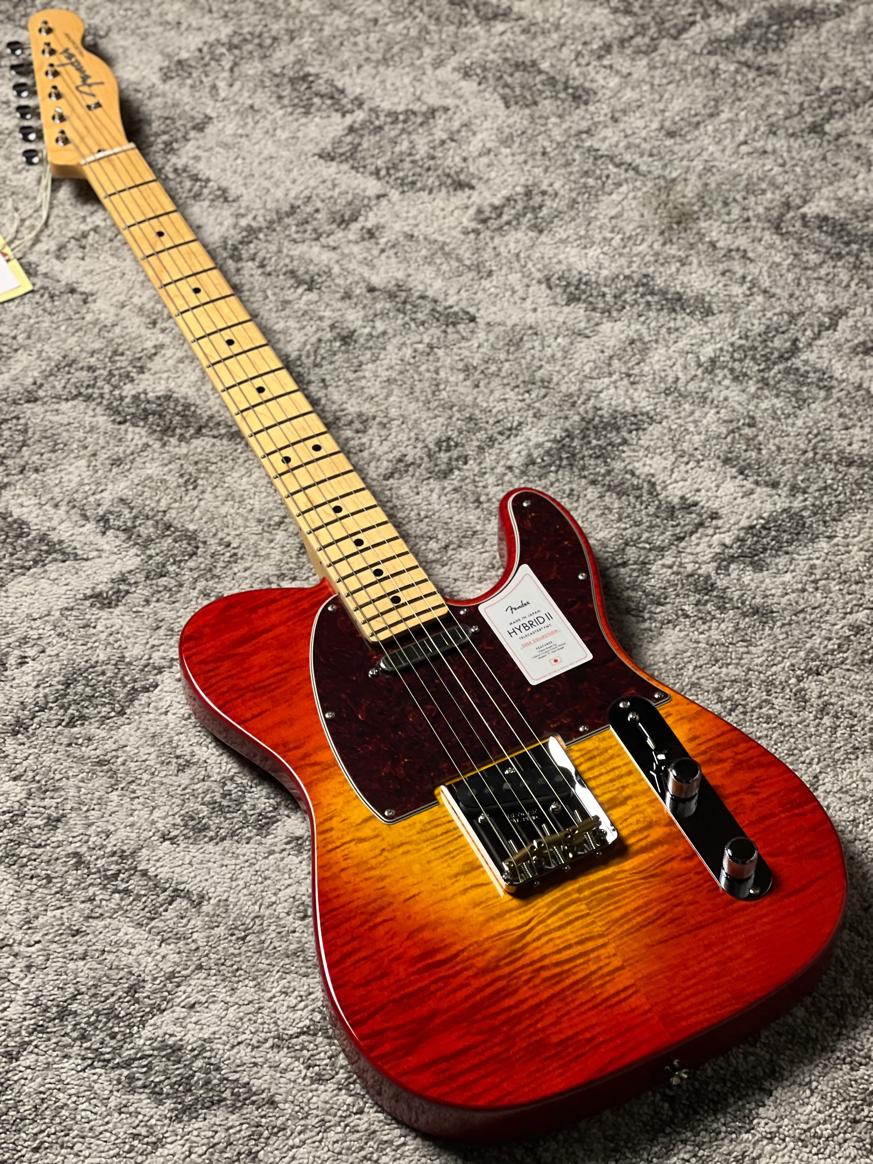Fender Japan Hybrid II Telecaster with Maple FB in Flame Sunset Orange Transparent JD24010467 - Image 2