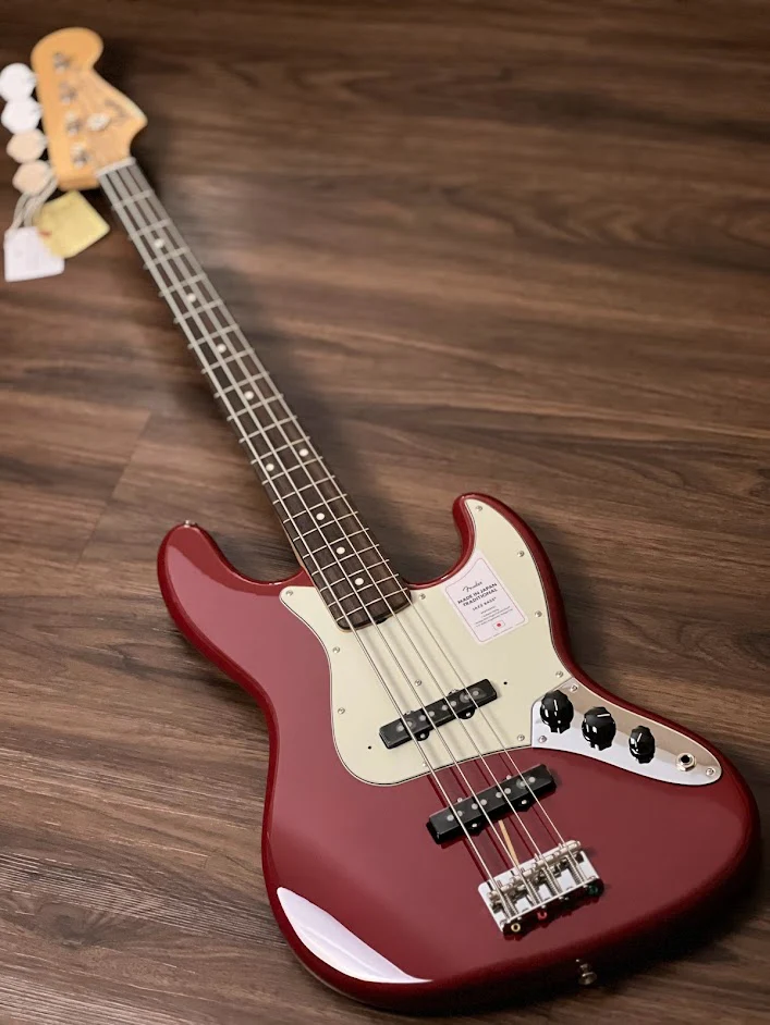 Fender Japan Traditional II 60s Jazz Bass Guitar with RW FB in Aged Dakota Red