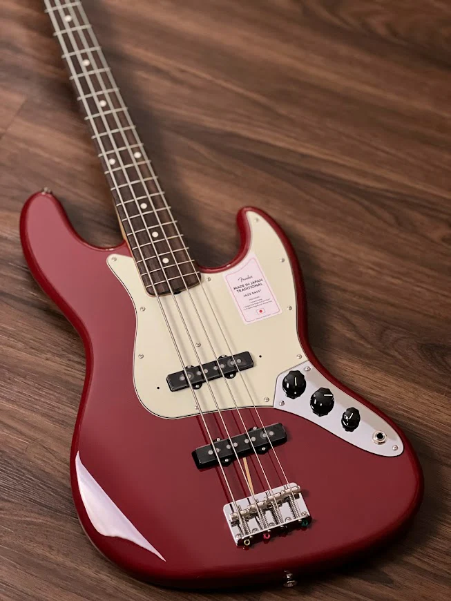 Fender Japan Traditional II 60s Jazz Bass Guitar with RW FB in Aged Dakota Red - Image 2
