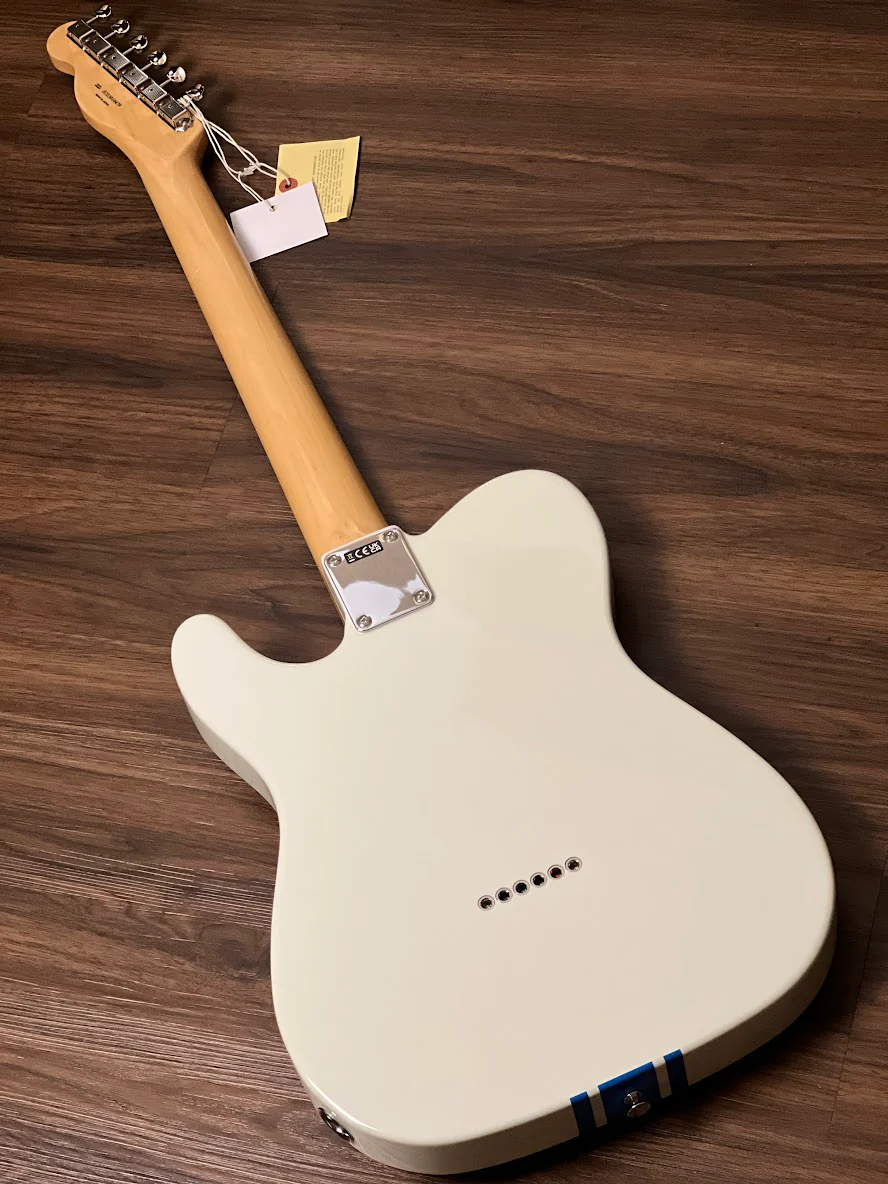 Fender Japan Traditional II 60s Telecaster with RW FB in Olympic White / Blue Stripes - Image 3