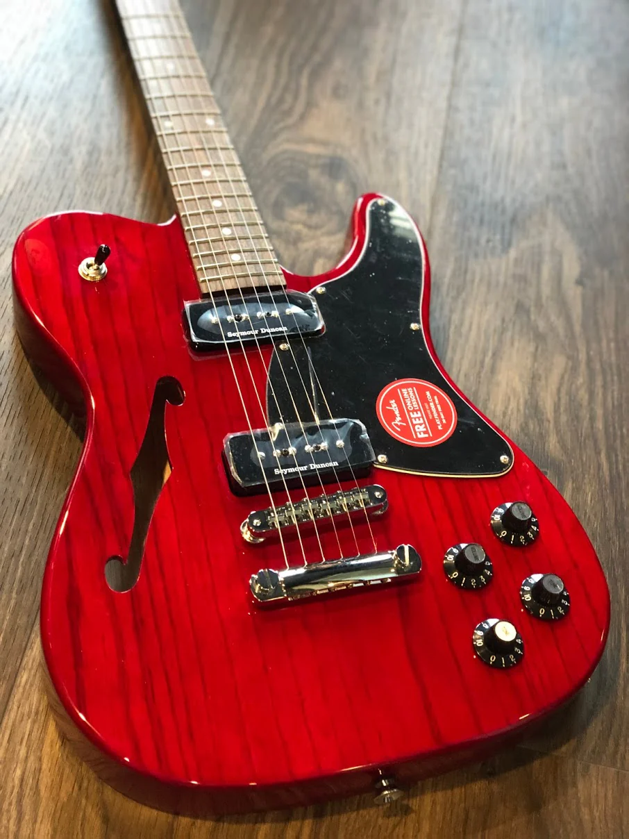 Fender Jim Adkins JA-90 Telecaster Thinline - Crimson Red Transparent - Image 2