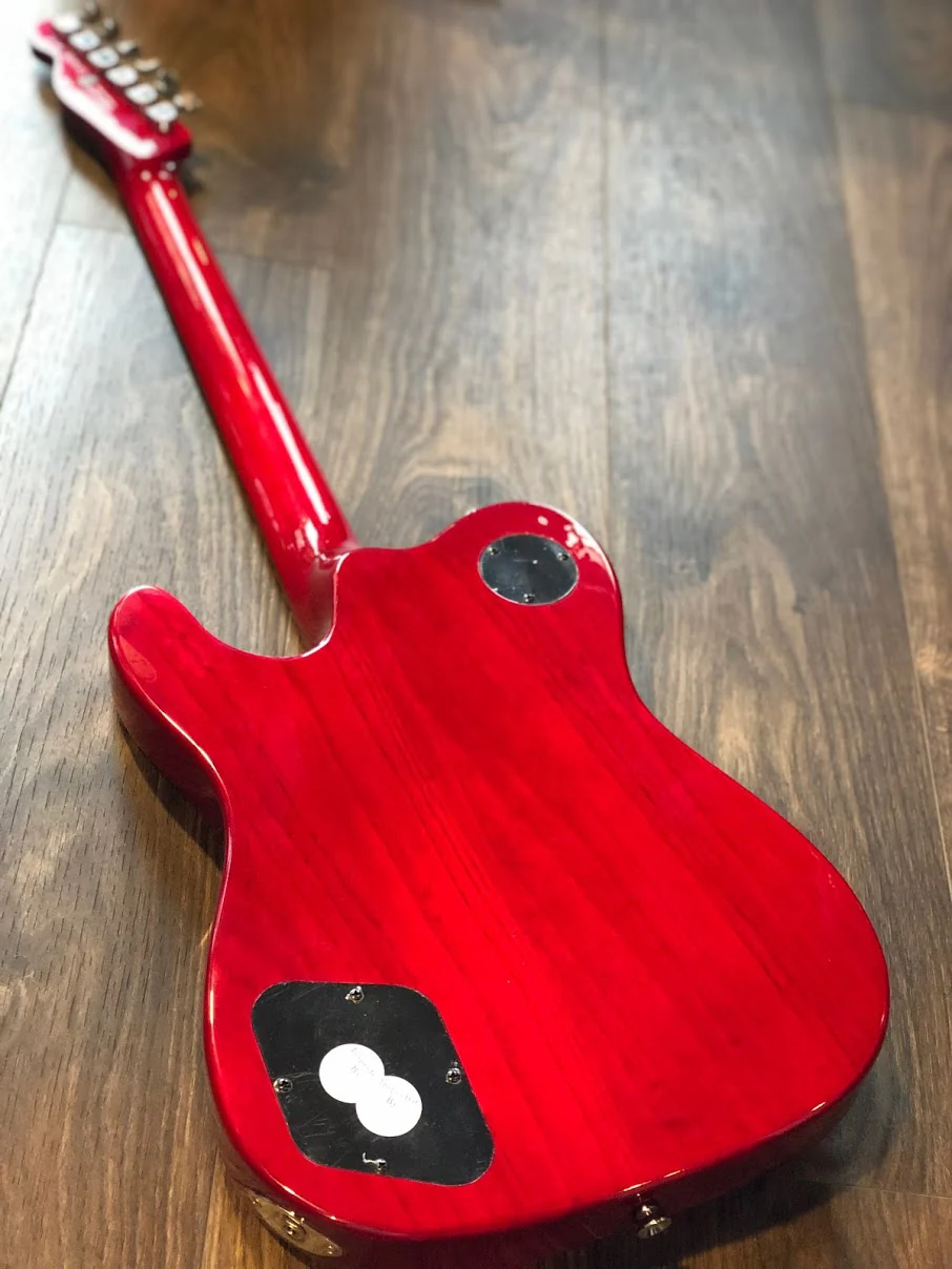 Fender Jim Adkins JA-90 Telecaster Thinline - Crimson Red Transparent - Image 4