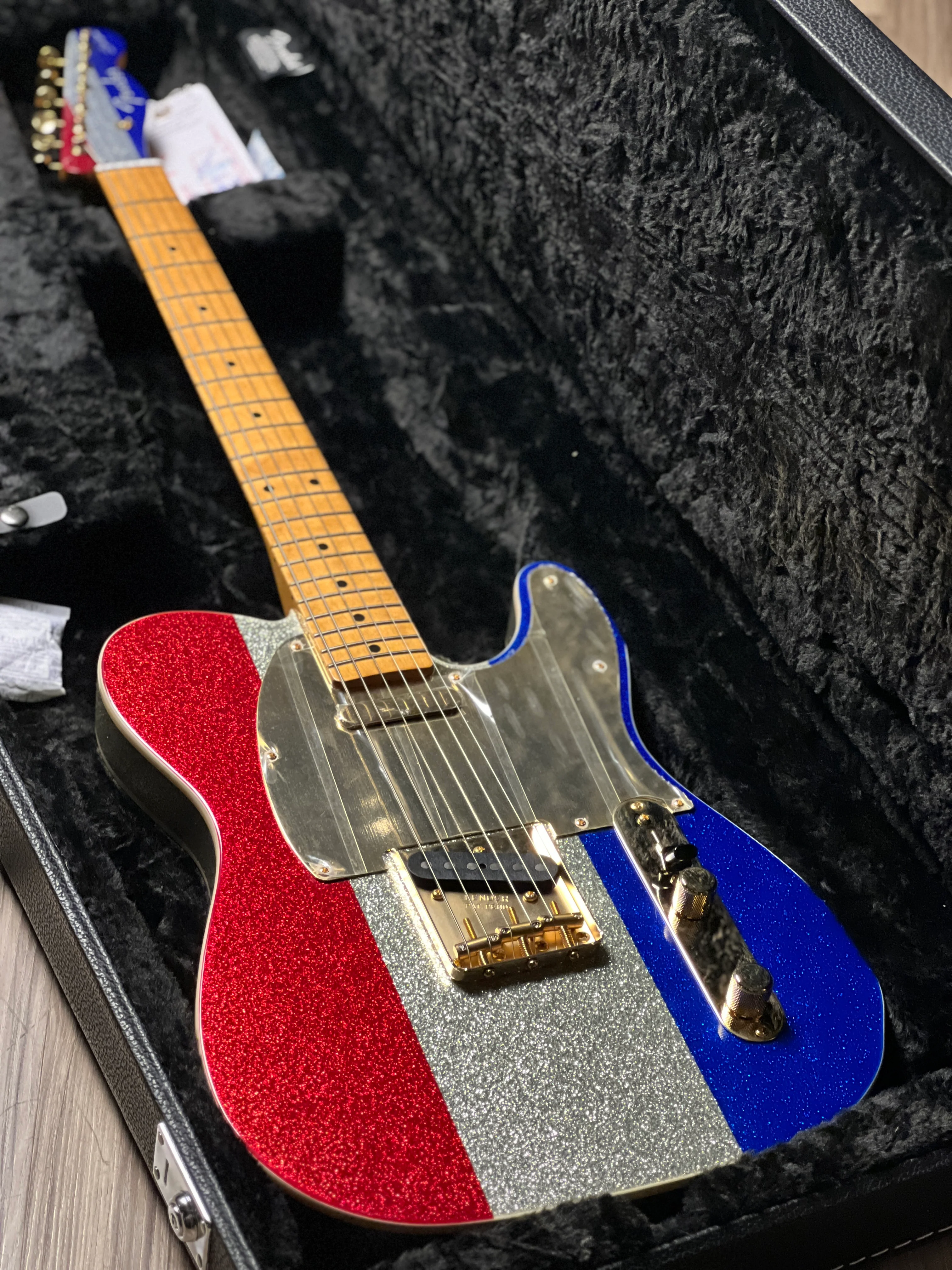 Fender Limited Edition Buck Owens Telecaster with Maple FB in Red, Silver and Blue Sparkle MX24068629