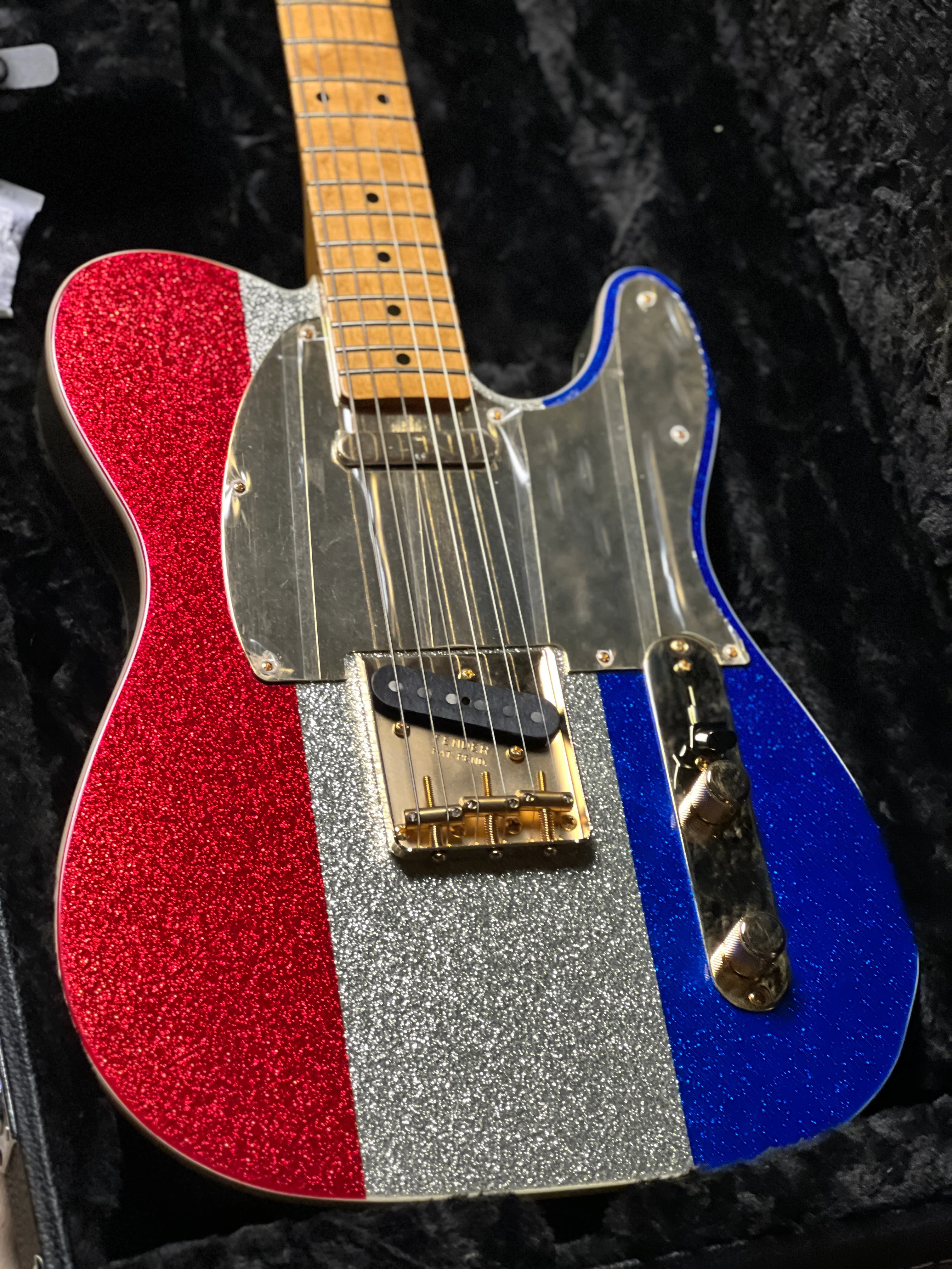 Fender Limited Edition Buck Owens Telecaster with Maple FB in Red, Silver and Blue Sparkle MX24068629 - Image 3