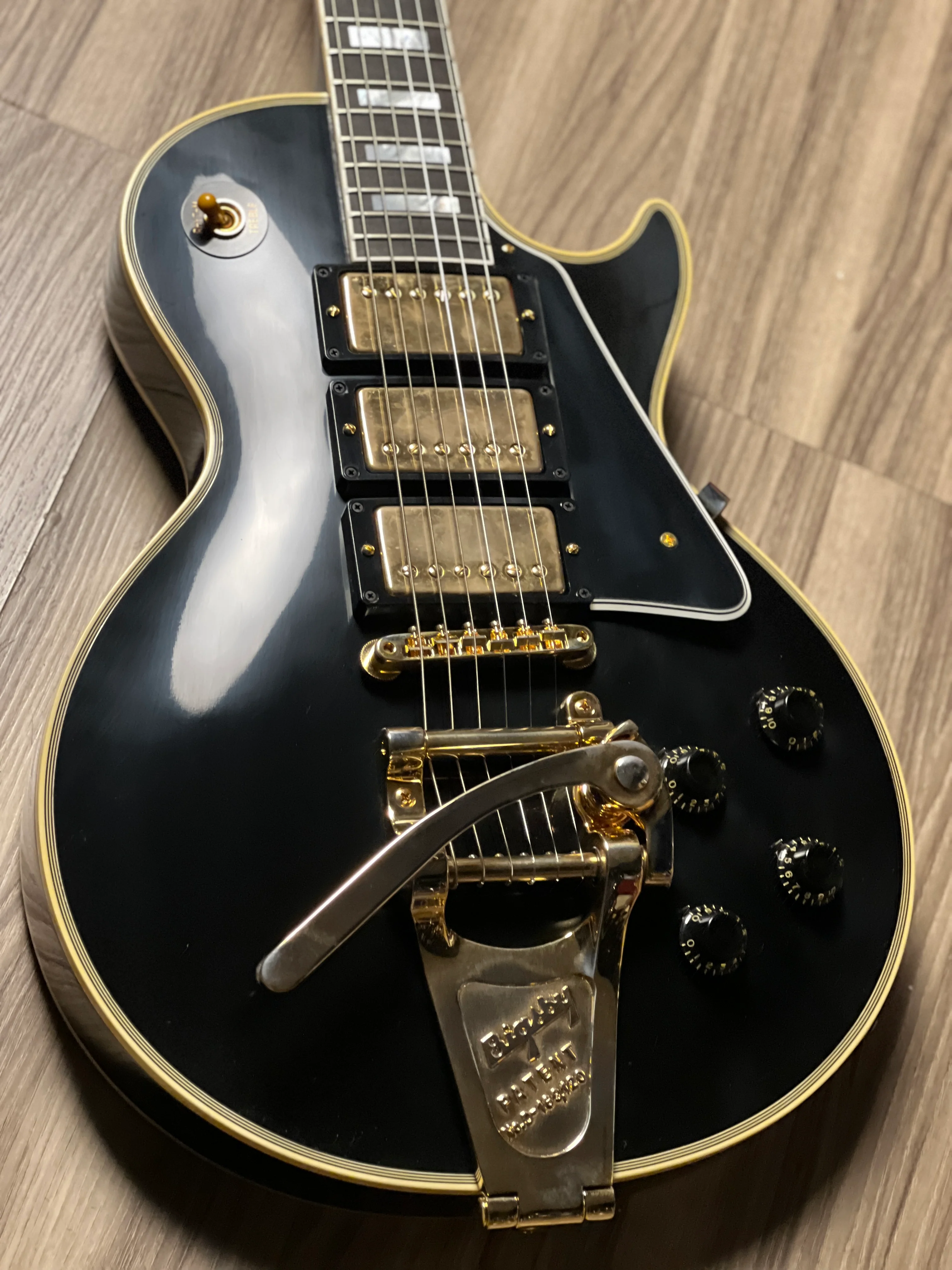 Gibson 1957 Les Paul Custom Reissue 3-Pickup Bigsby in Ebony w/Case 742392 - Image 10