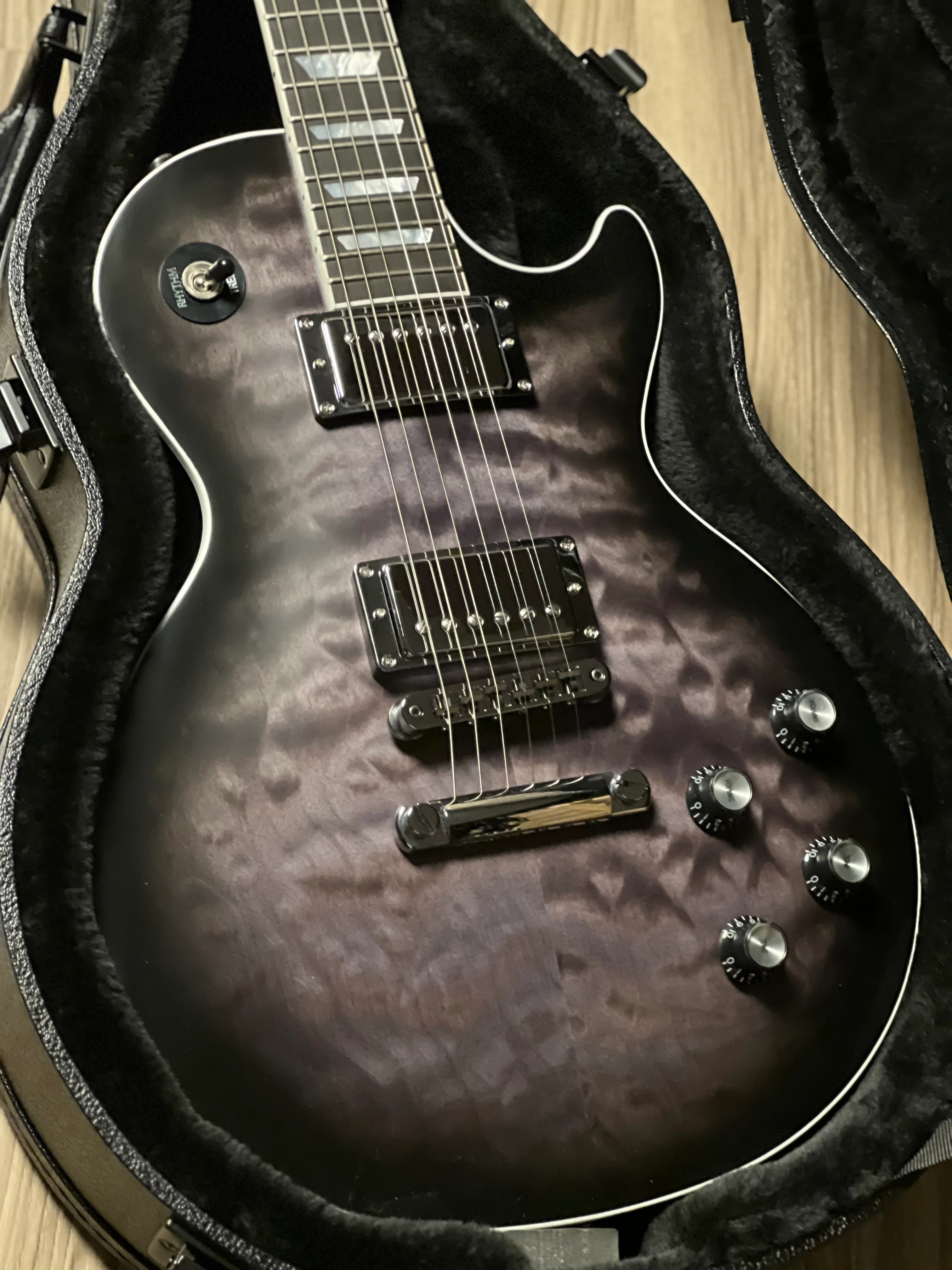 Gibson Les Paul Standard Modern Quilt Mark Morton in Translucent Ebony Burst Satin w/Case 230350246 - Image 3