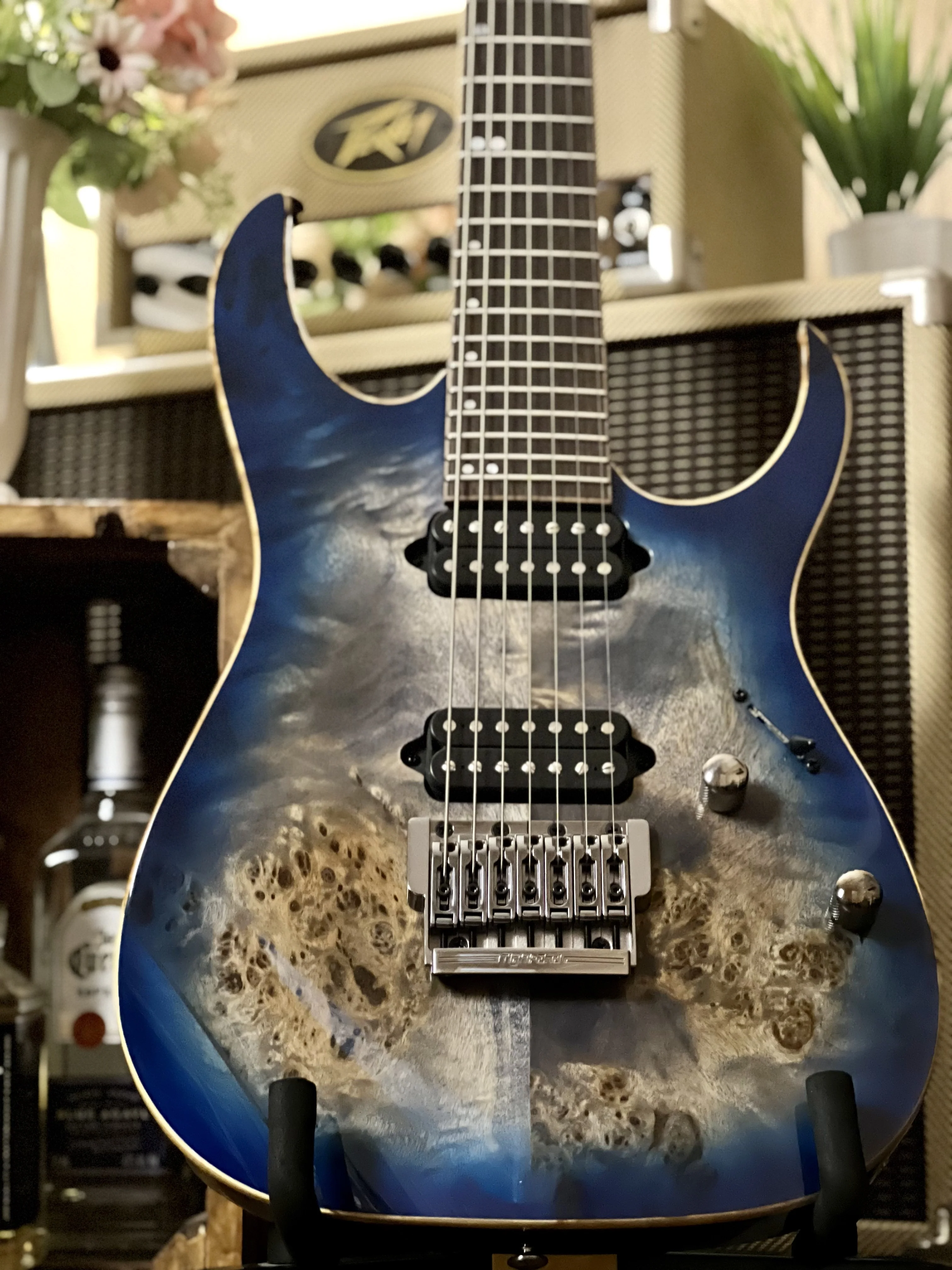 Ibanez RG1027PBF-CBB Premium 7-String w/ Case in Cerulean Blue Burst - Image 2