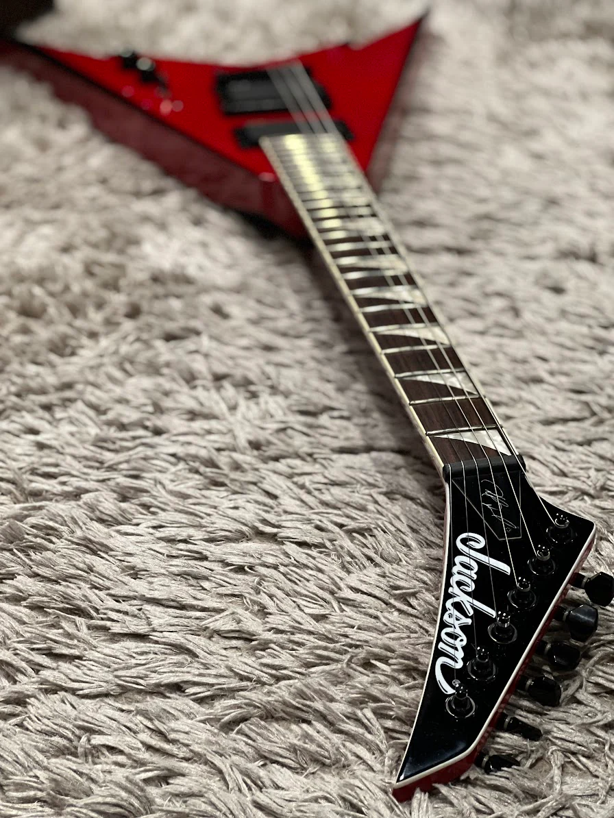 Jackson Phil Demmel PDXT String-Through King V - Red with Black Bevels - Image 5