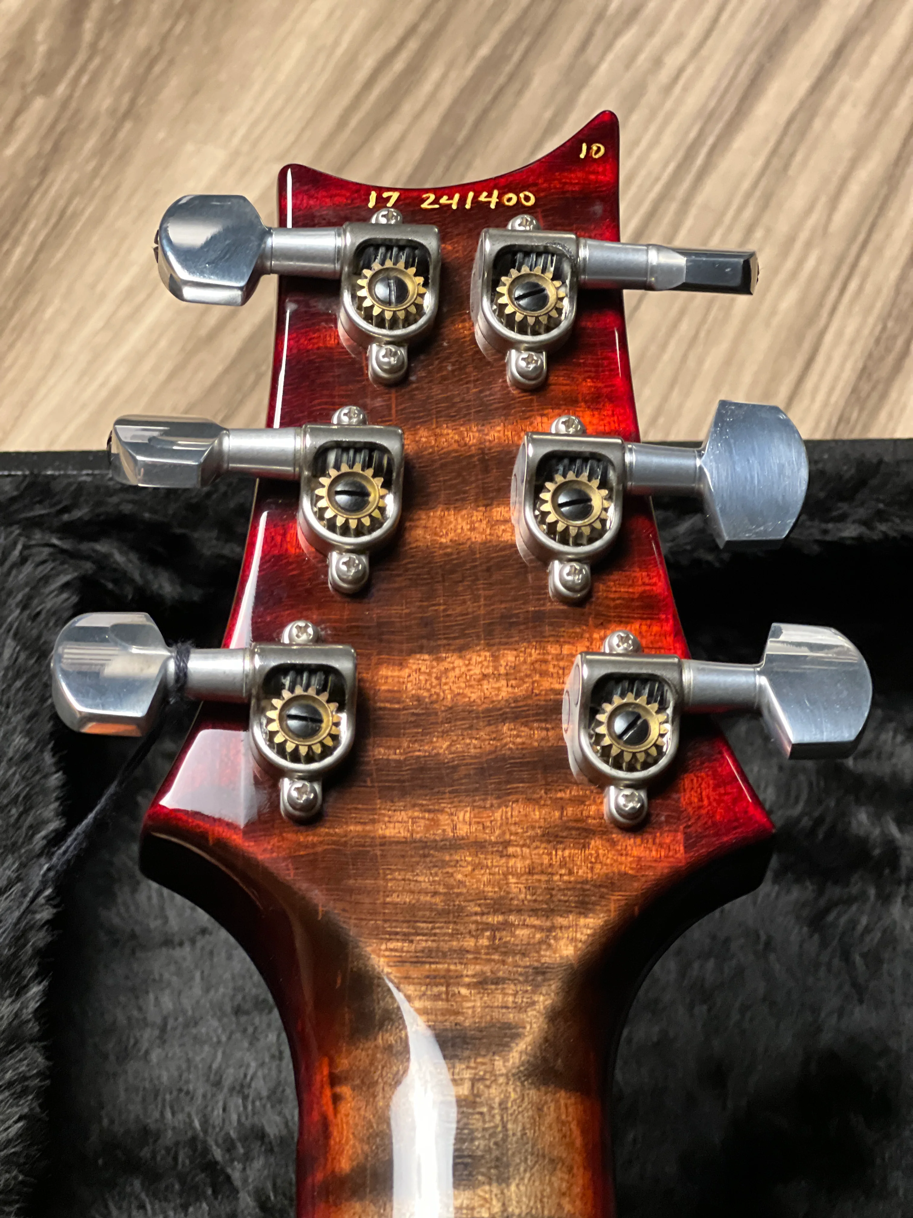 PRS Custom 24 10 Top In Charcoal Cherry With Stained Flame Neck 241400 - Image 17