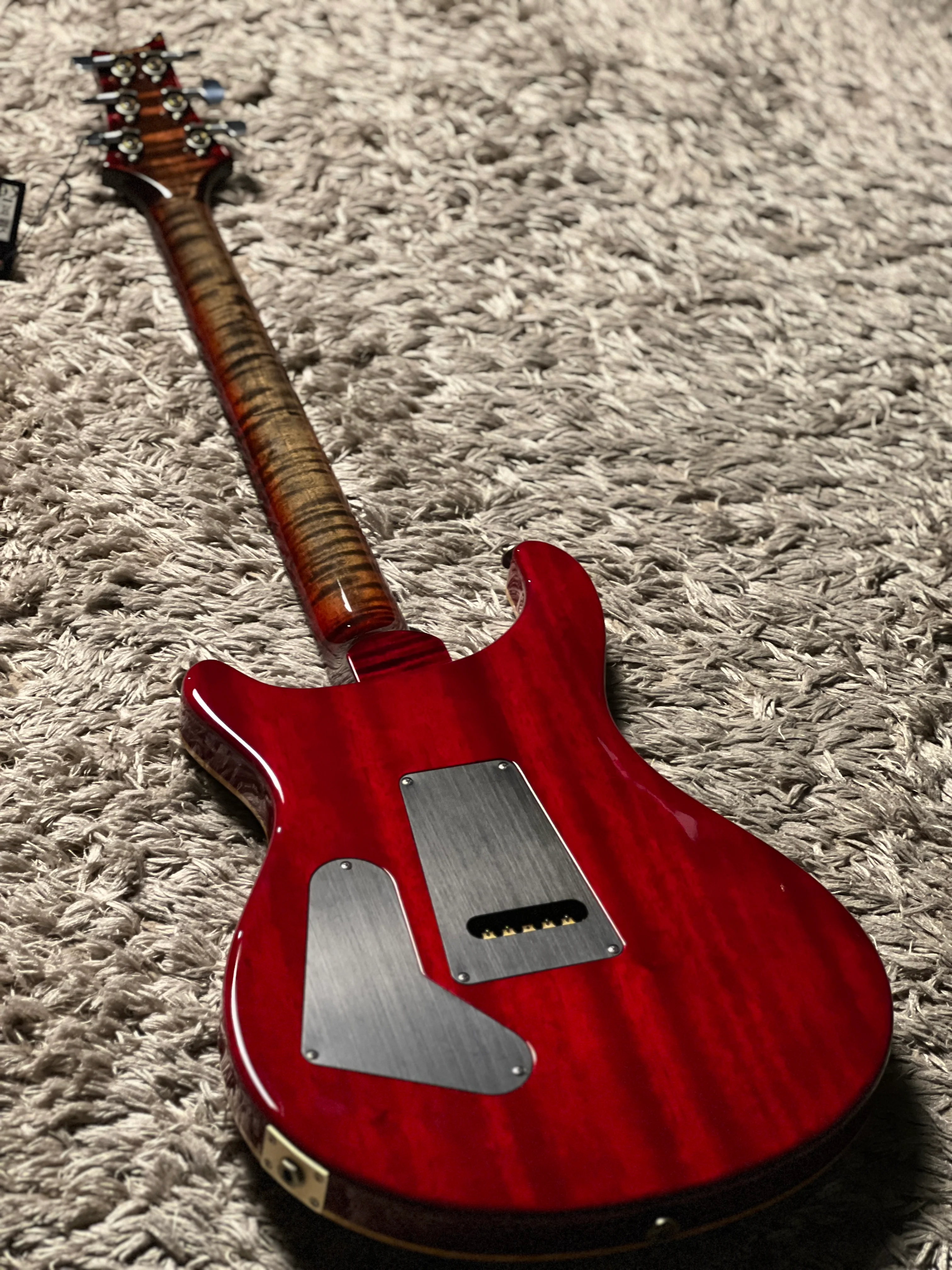 PRS Custom 24 10 Top In Charcoal Cherry With Stained Flame Neck 241400 - Image 7