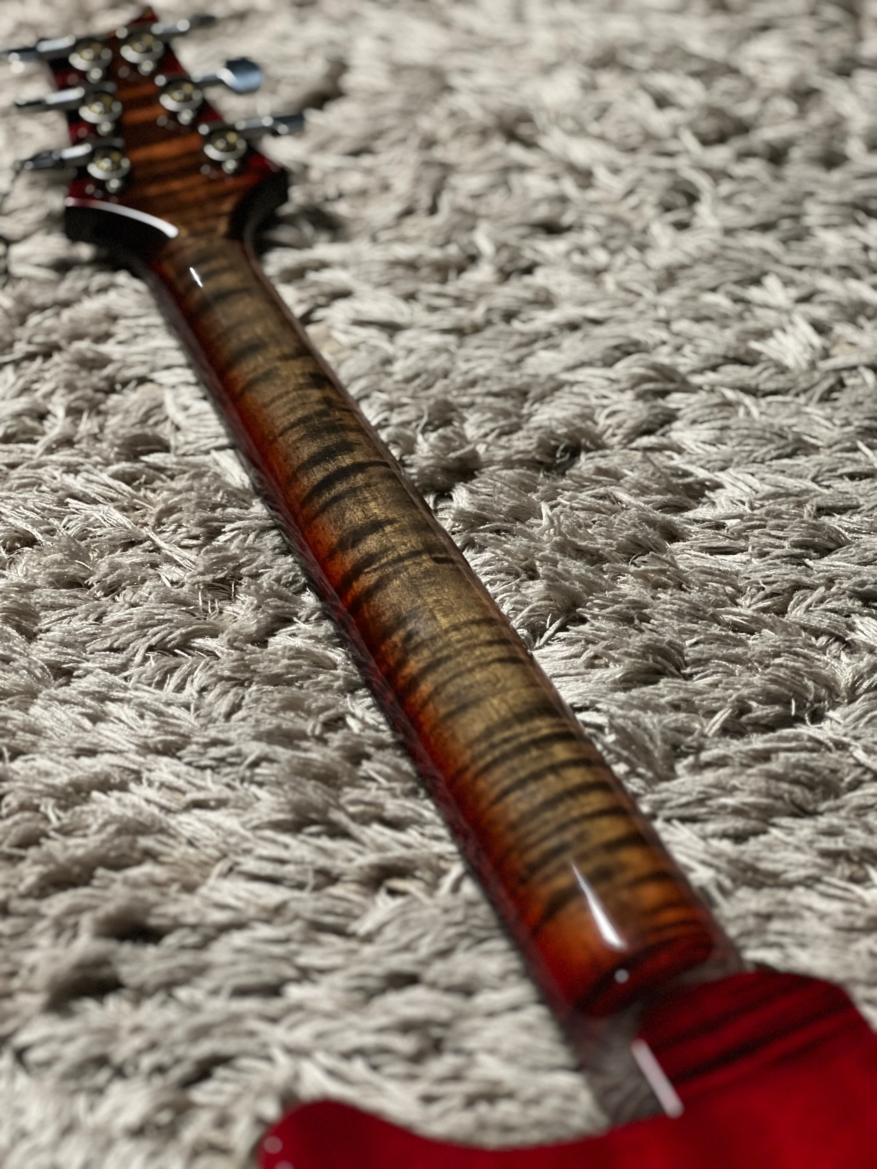 PRS Custom 24 10 Top In Charcoal Cherry With Stained Flame Neck 241400 - Image 8