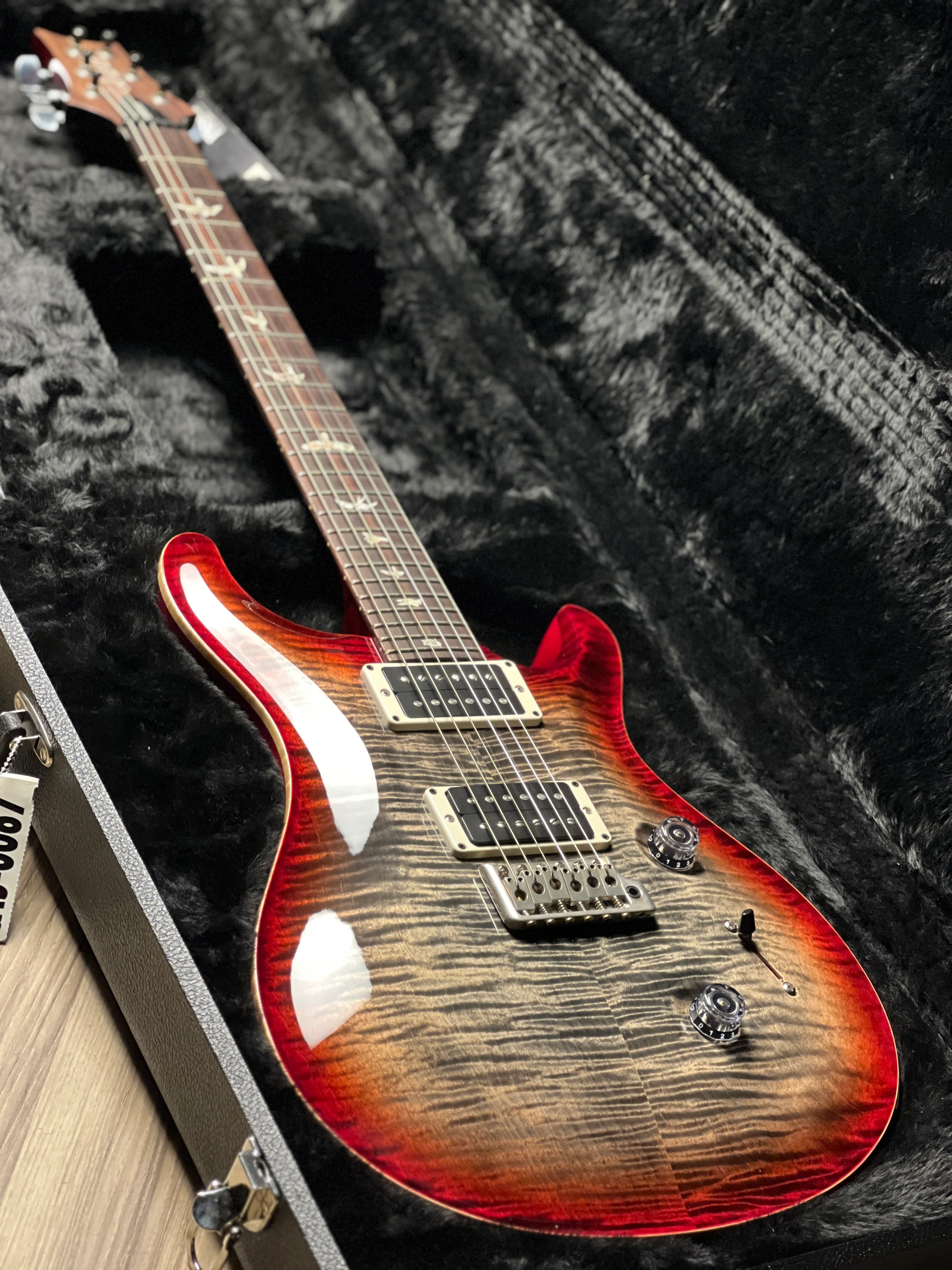 PRS Custom 24 10 Top In Charcoal Cherry With Stained Flame Neck 241400 - Image 9