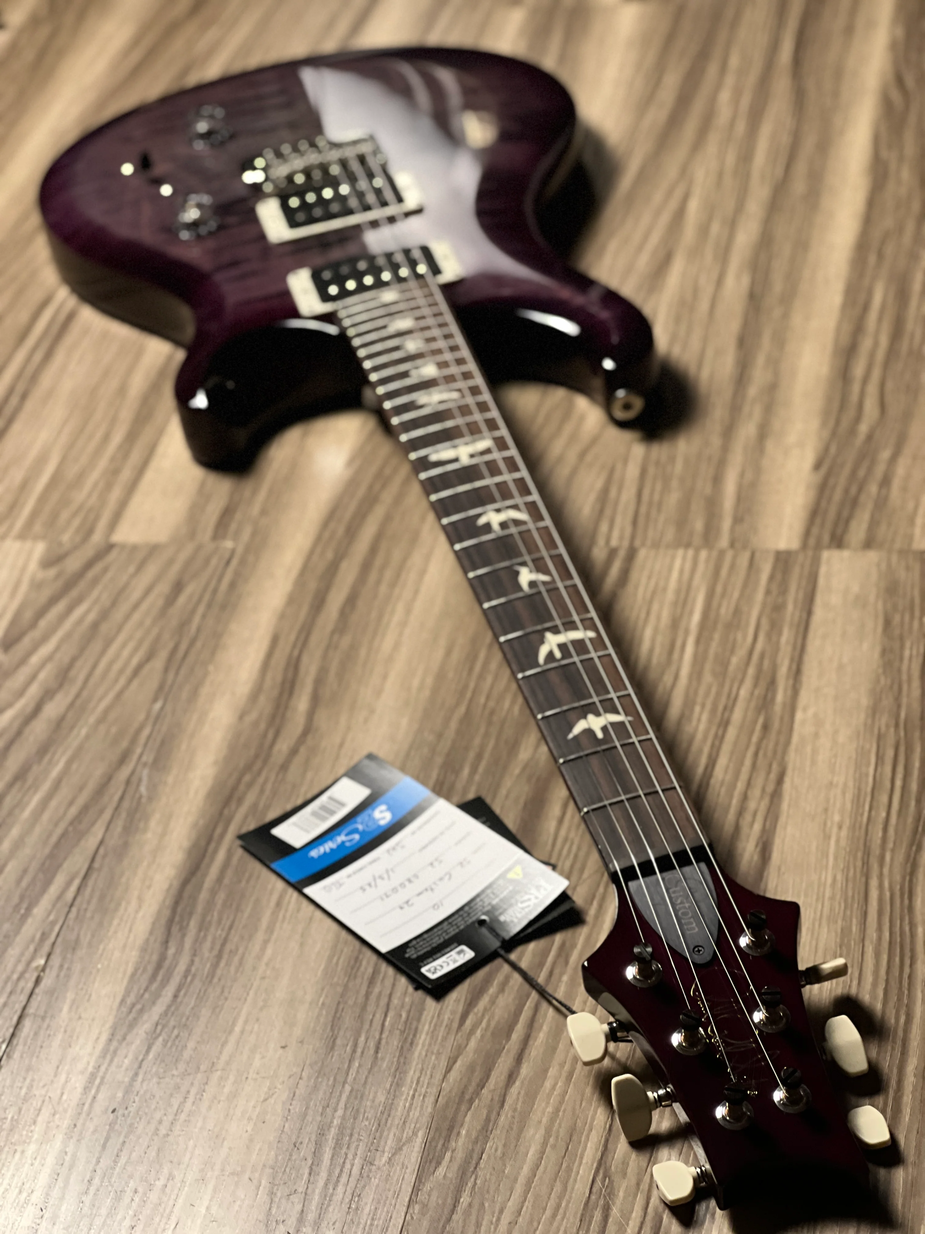 PRS S2 Custom 24 in Faded Gray Black Purple Burst S2080071 - Image 6