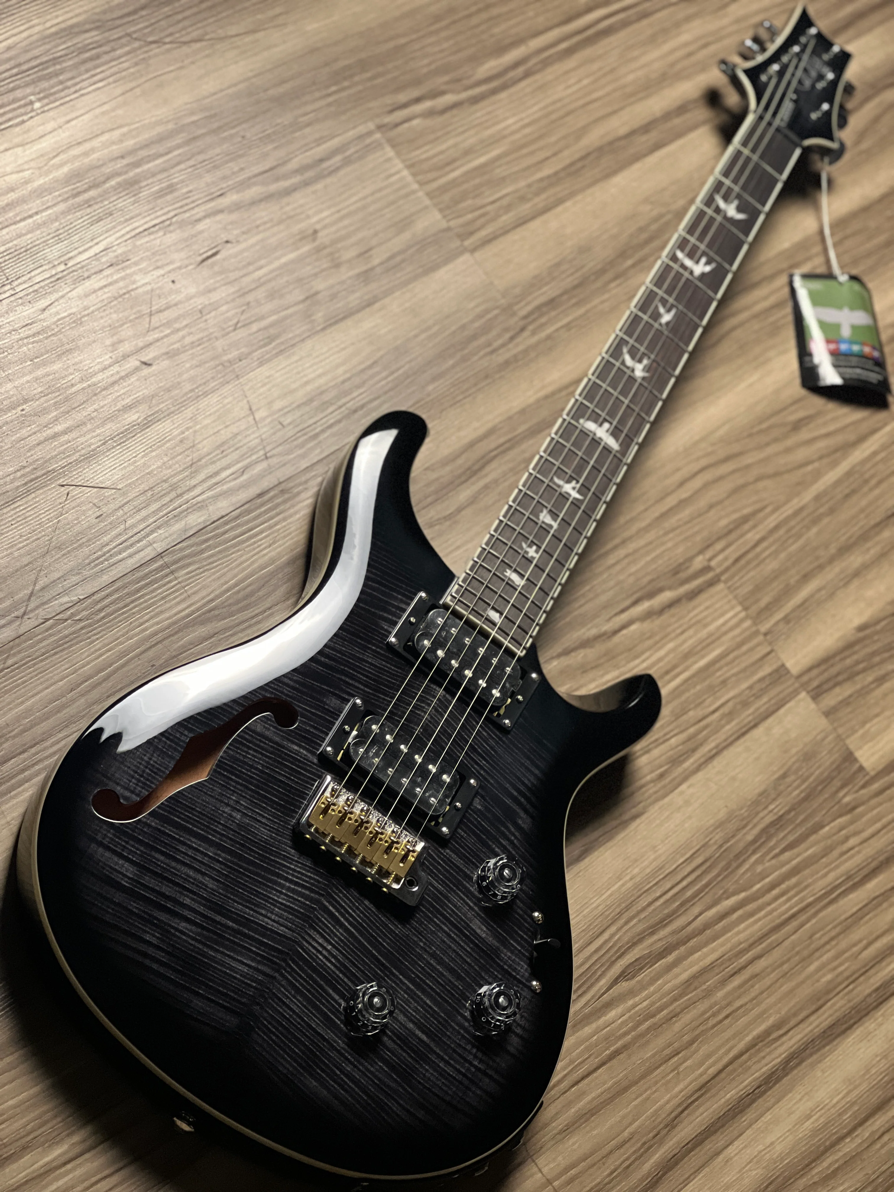 PRS SE Custom 24 Semi Hollow Piezo in Charcoal Burst - Image 3