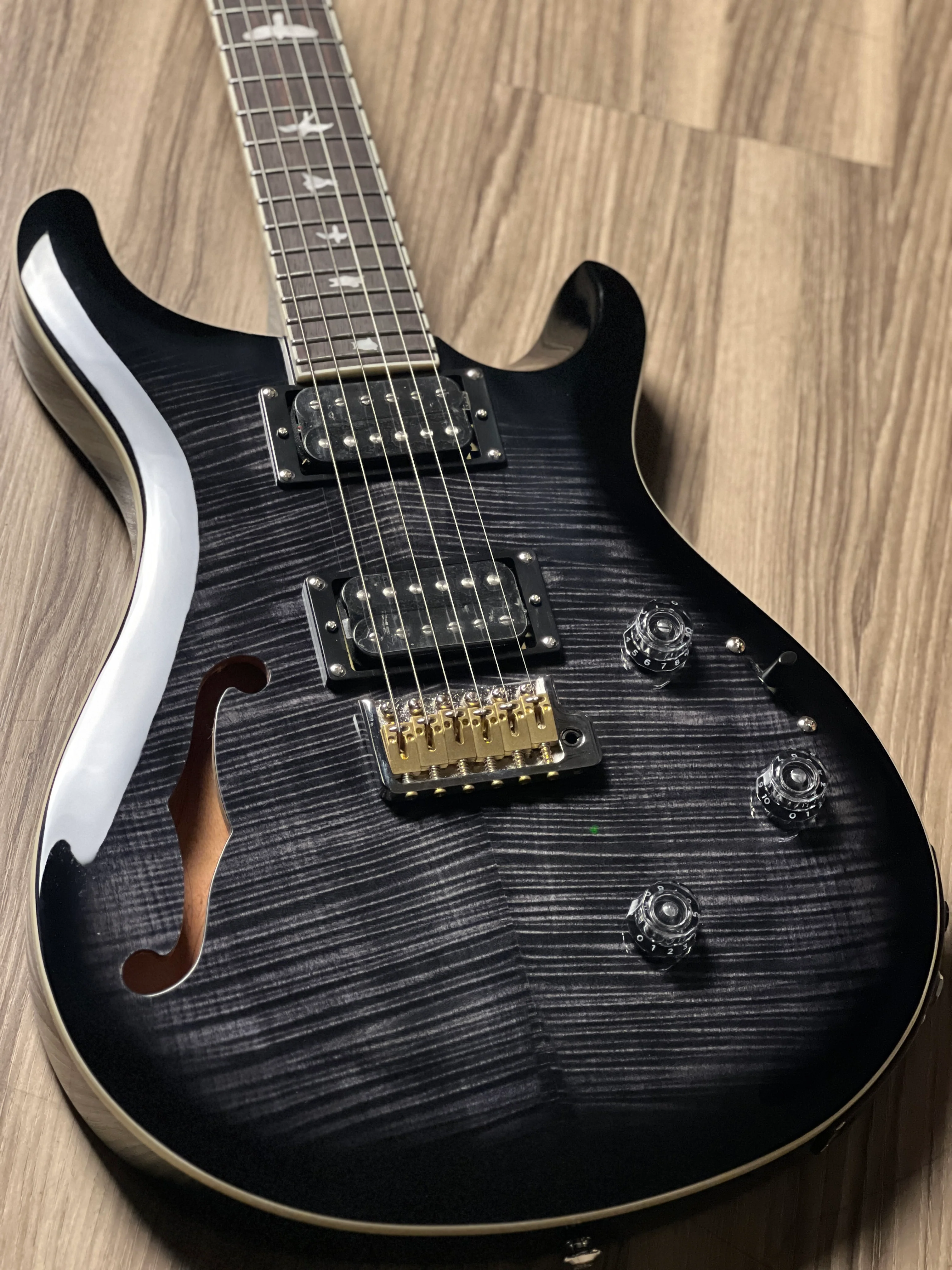PRS SE Custom 24 Semi Hollow Piezo in Charcoal Burst - Image 6