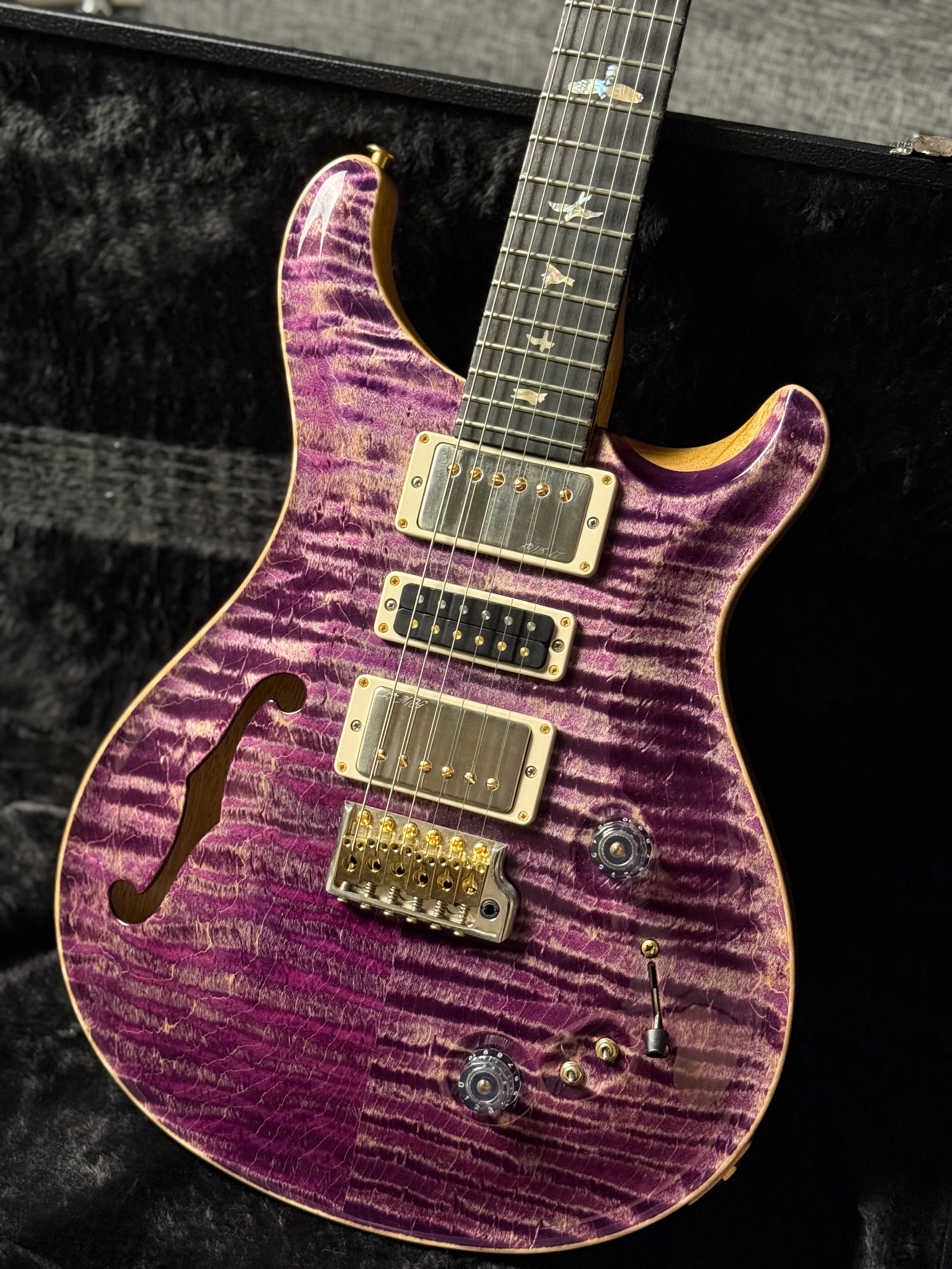 PRS Special 22 Semi-Hollow Wood Library 10-Top Korina Run in Faded Purple Jeans 210324544 - Image 9