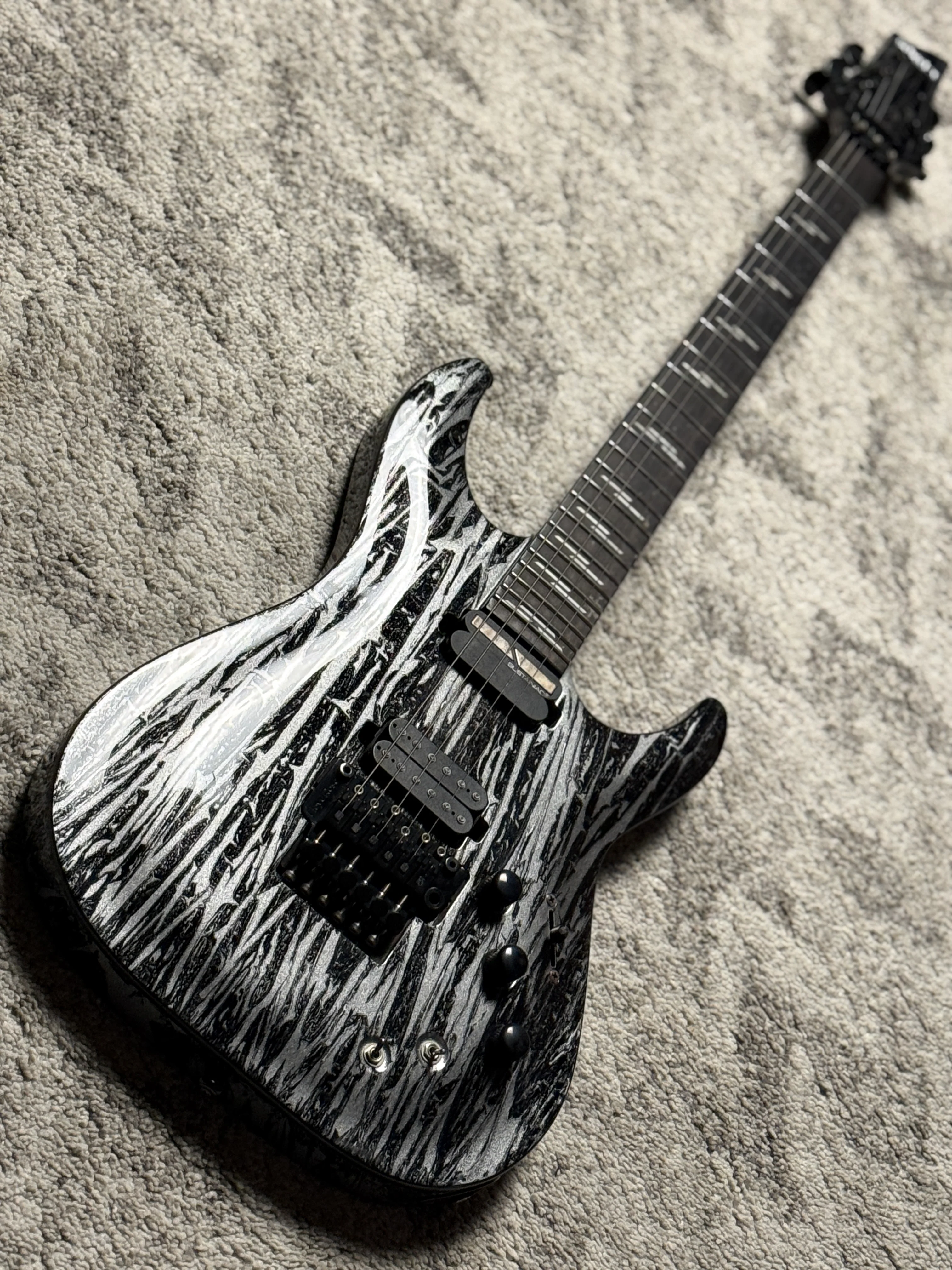 Schecter C-1 FR-S Silver Mountain - Black and Silver W21080094 (USED) - Image 4
