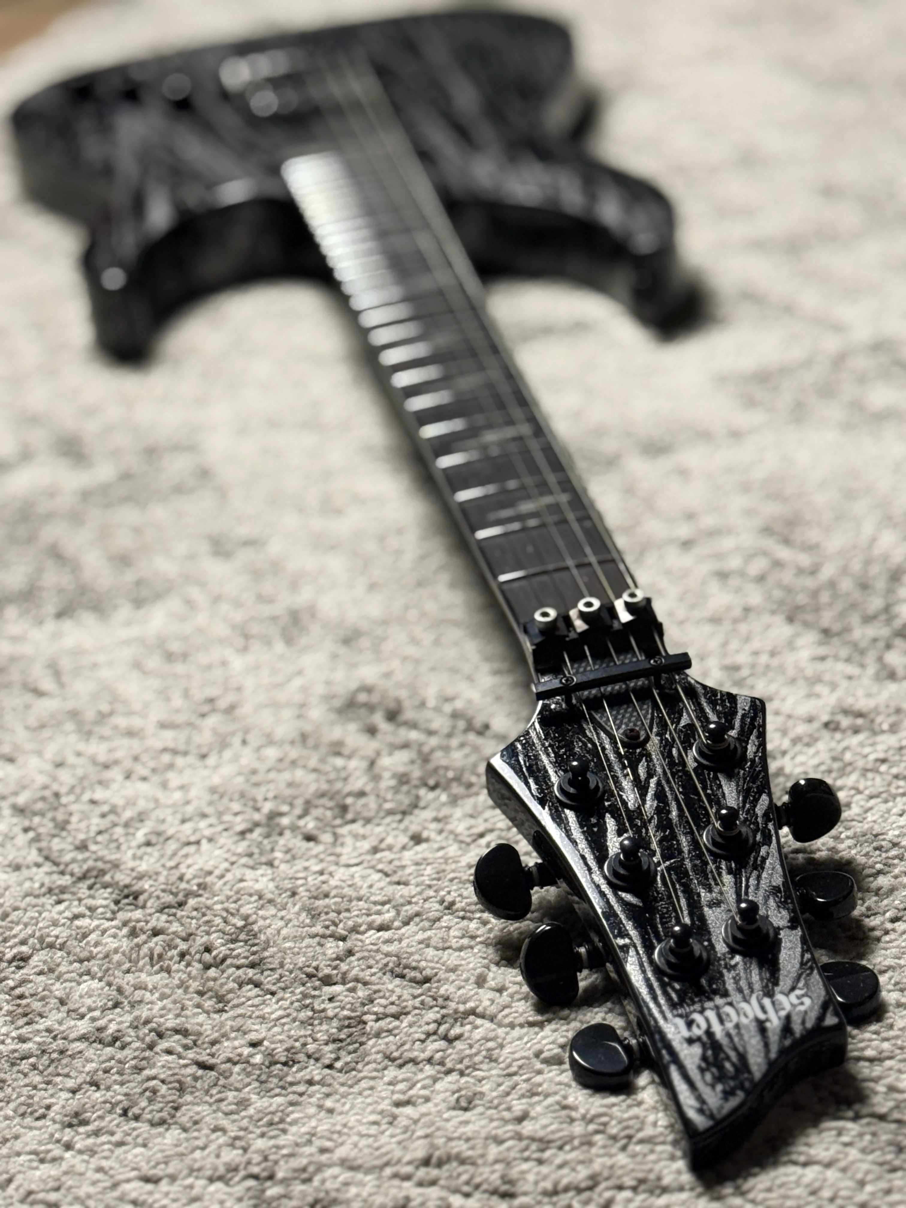 Schecter C-1 FR-S Silver Mountain - Black and Silver W21080094 (USED) - Image 7