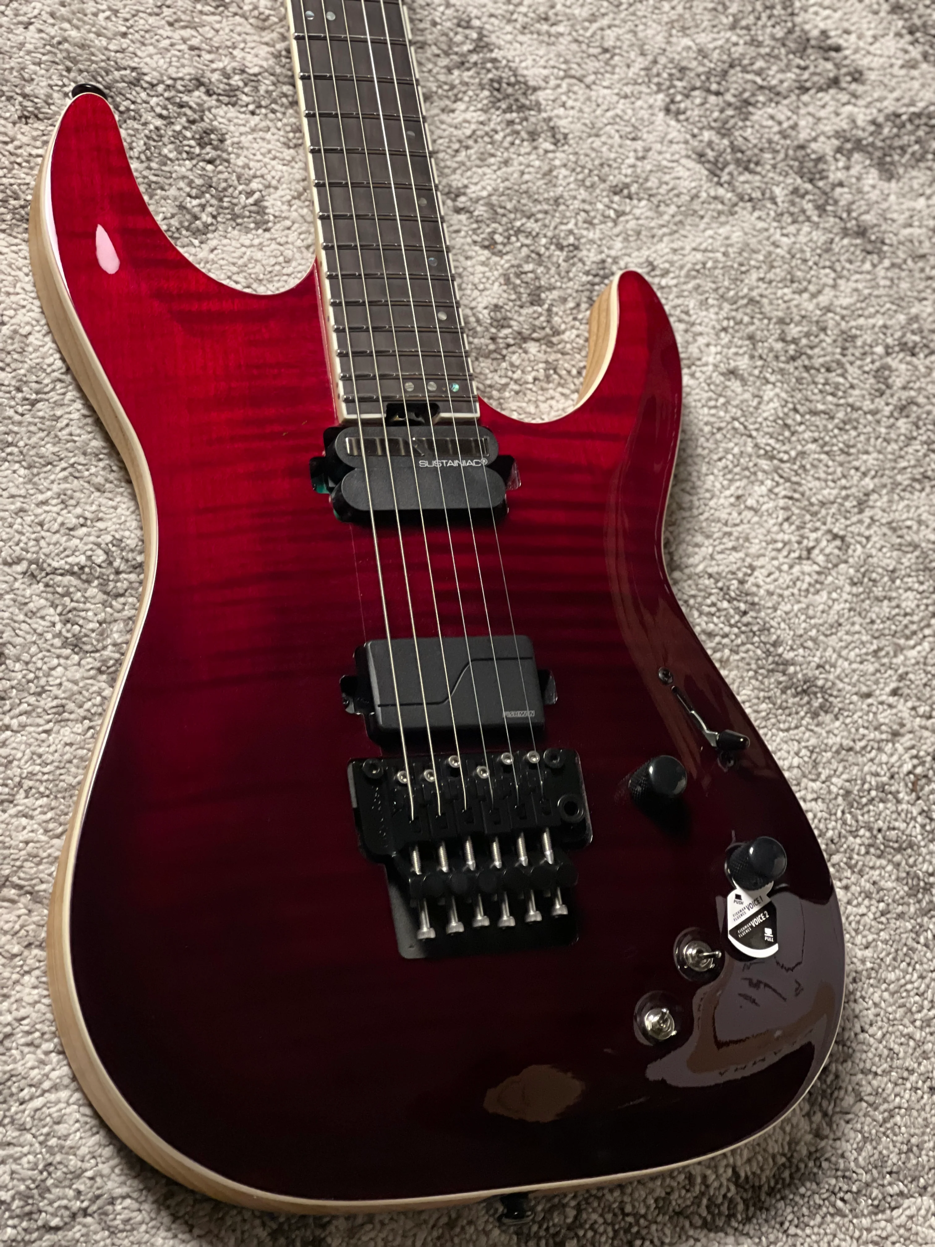Schecter C-1 FR S SLS Elite in Blood Burst W24111229 - Image 4